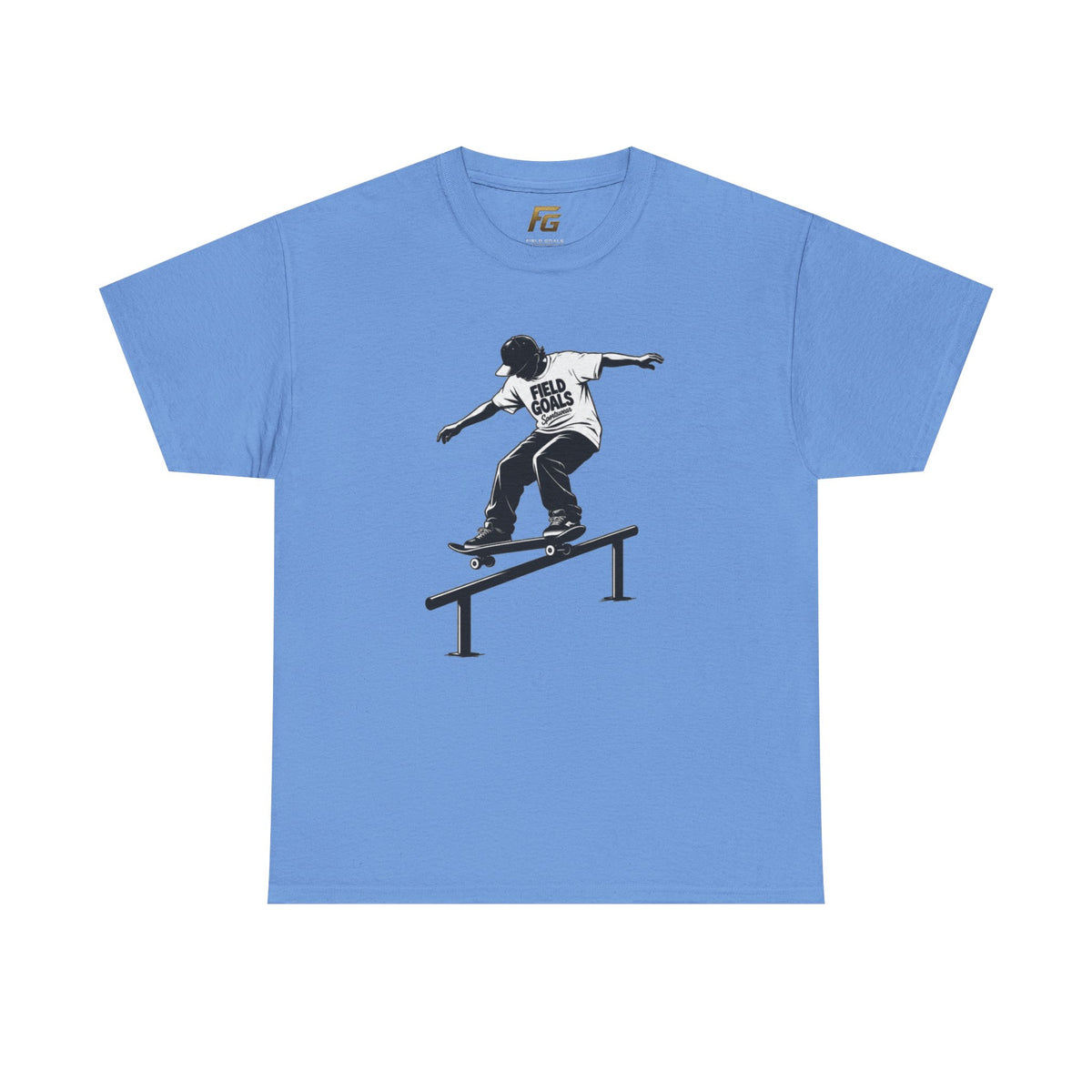 Field Goals Sportswear Skateboard Rail Grind Tee — Black Skate Silhouette Shirt