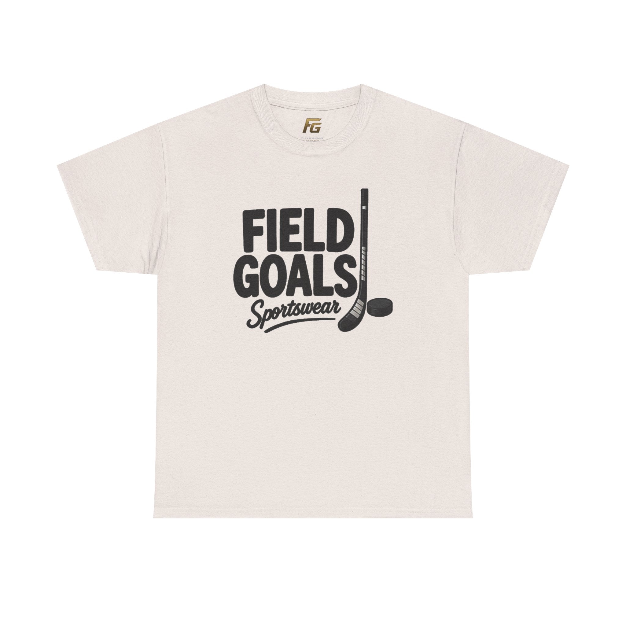 Field Goals Sportswear T-Shirt — Hockey Stick & Puck Graphic Tee