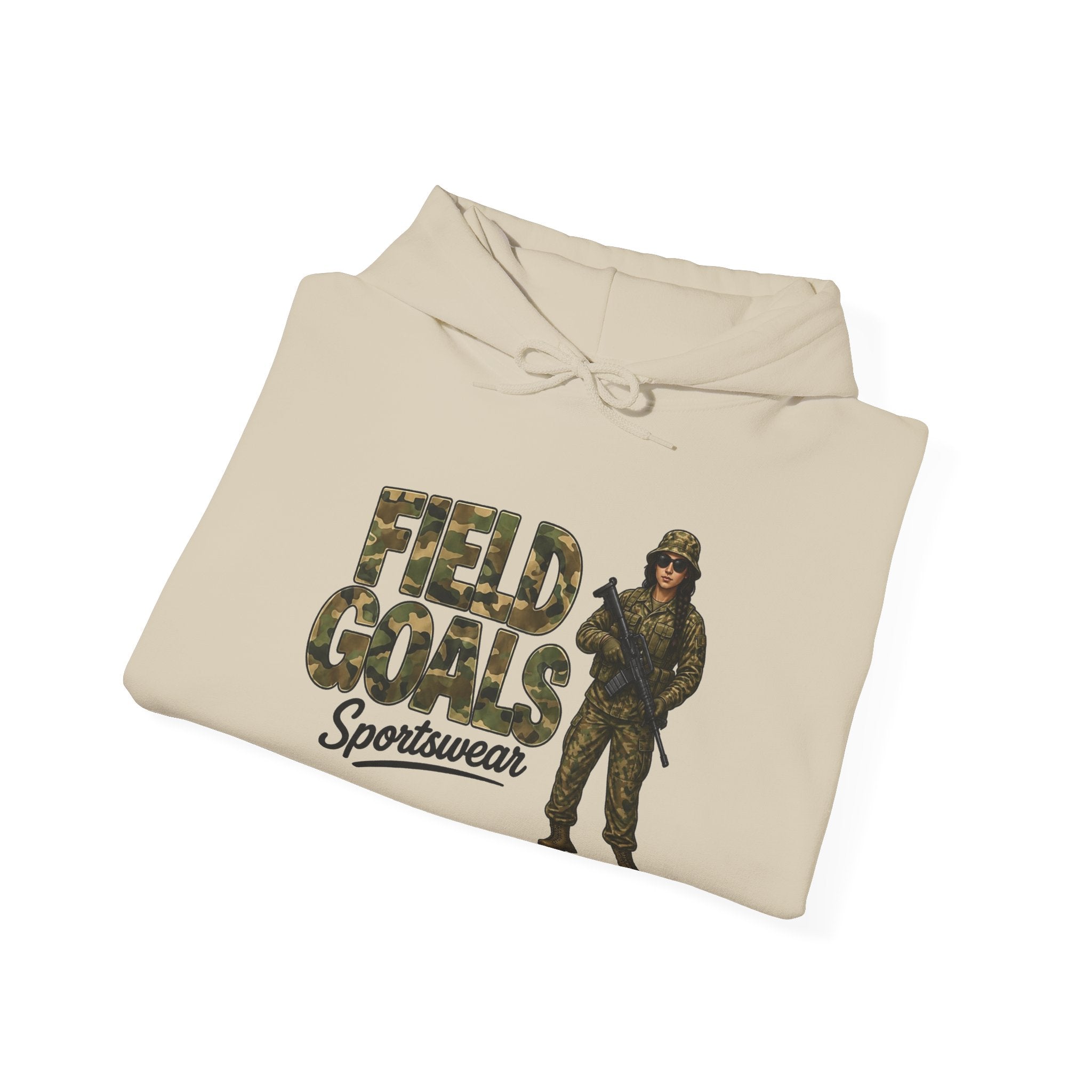 Field Goals Sportswear Hoodie — Military Camo Graphic Hooded Sweatshirt