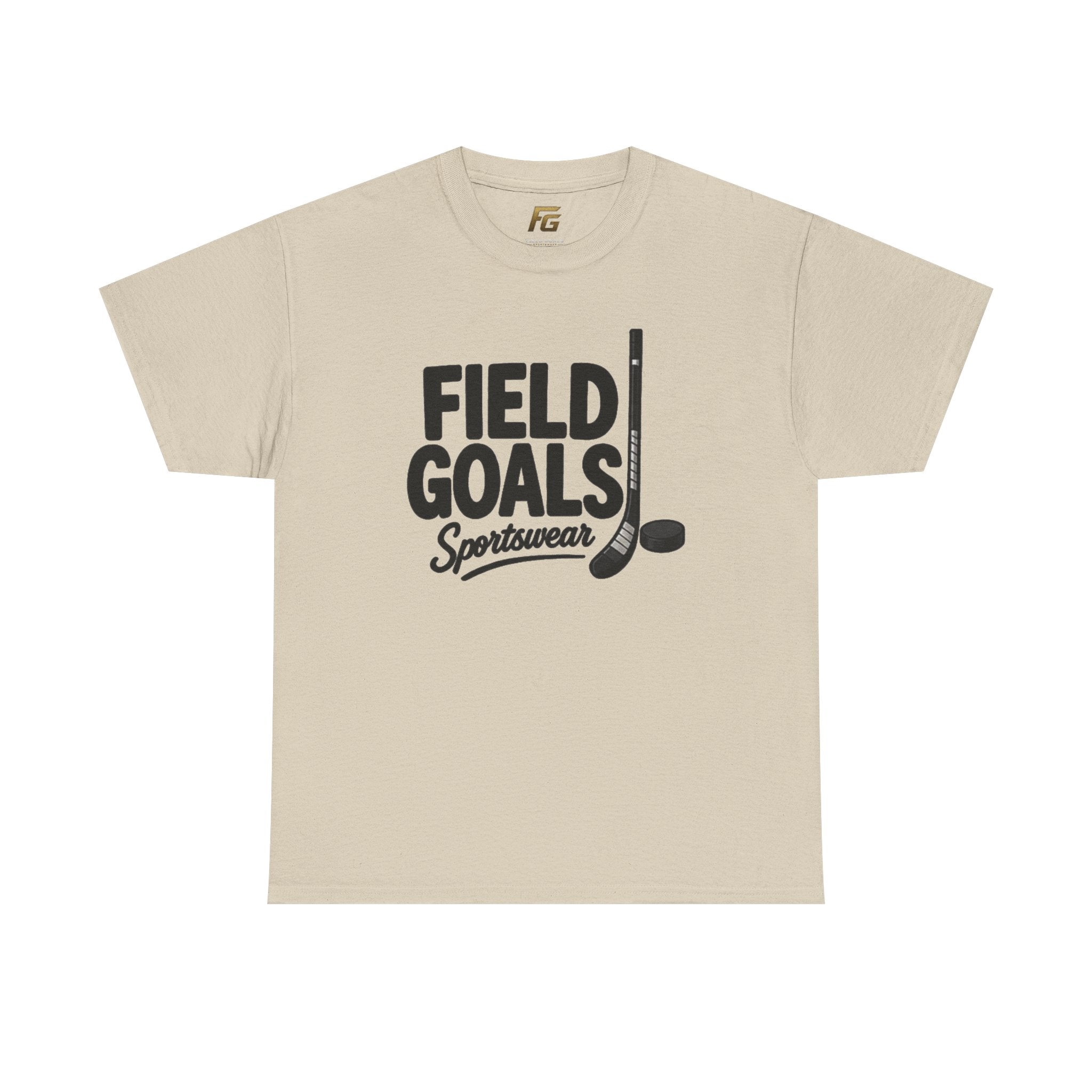 Field Goals Sportswear T-Shirt — Hockey Stick & Puck Graphic Tee