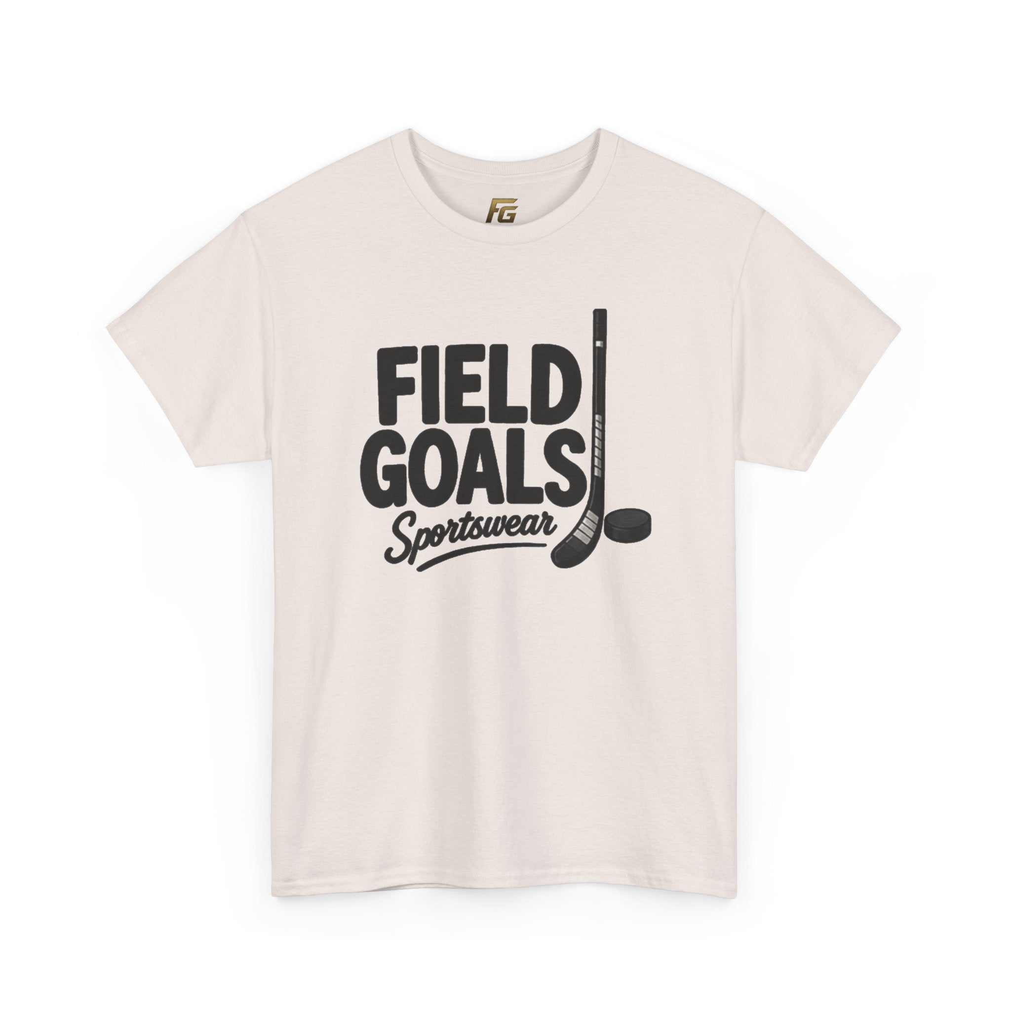 Field Goals Sportswear T-Shirt — Hockey Stick & Puck Graphic Tee