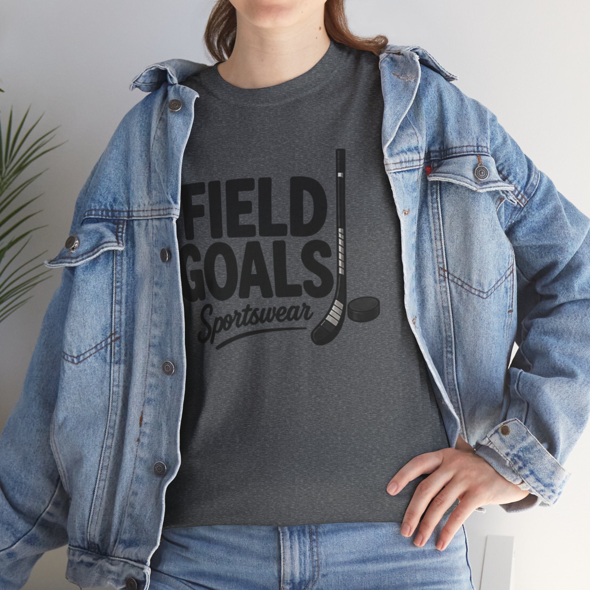 Field Goals Sportswear T-Shirt — Hockey Stick & Puck Graphic Tee