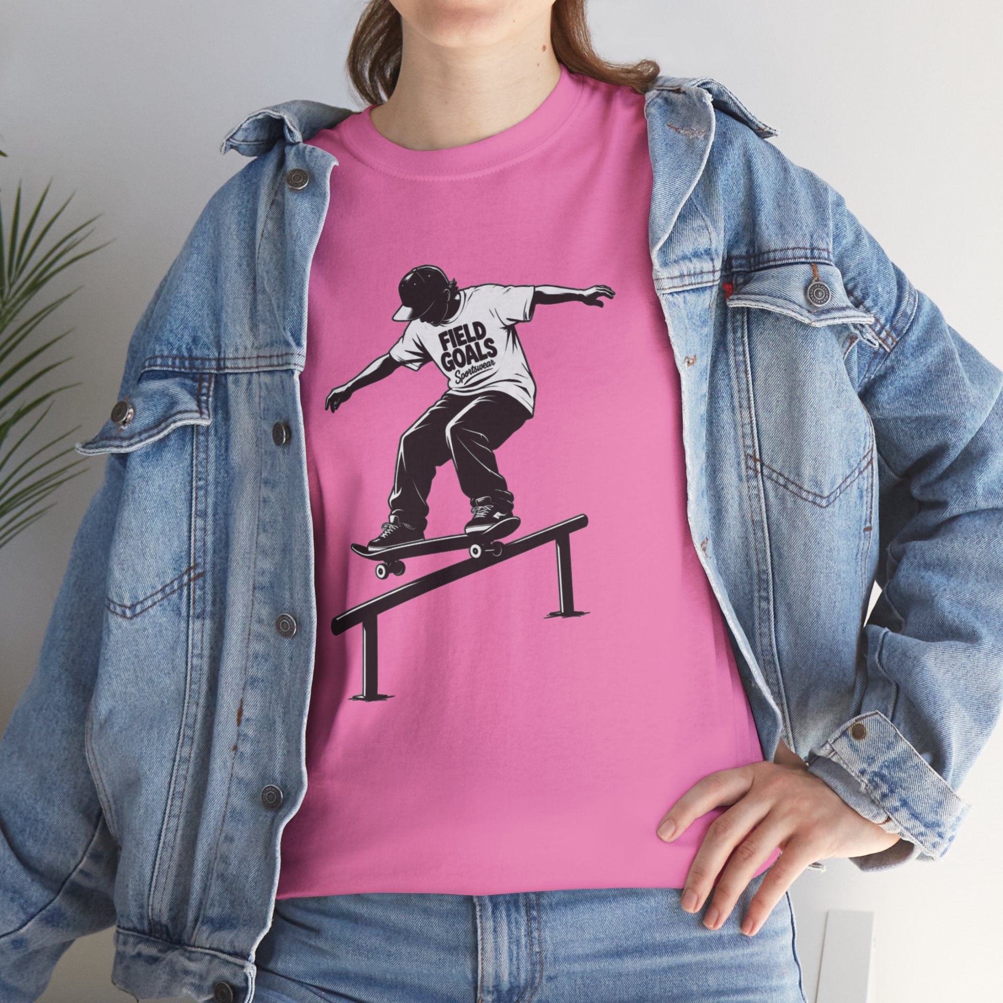Field Goals Sportswear Skateboard Rail Grind Tee — Black Skate Silhouette Shirt