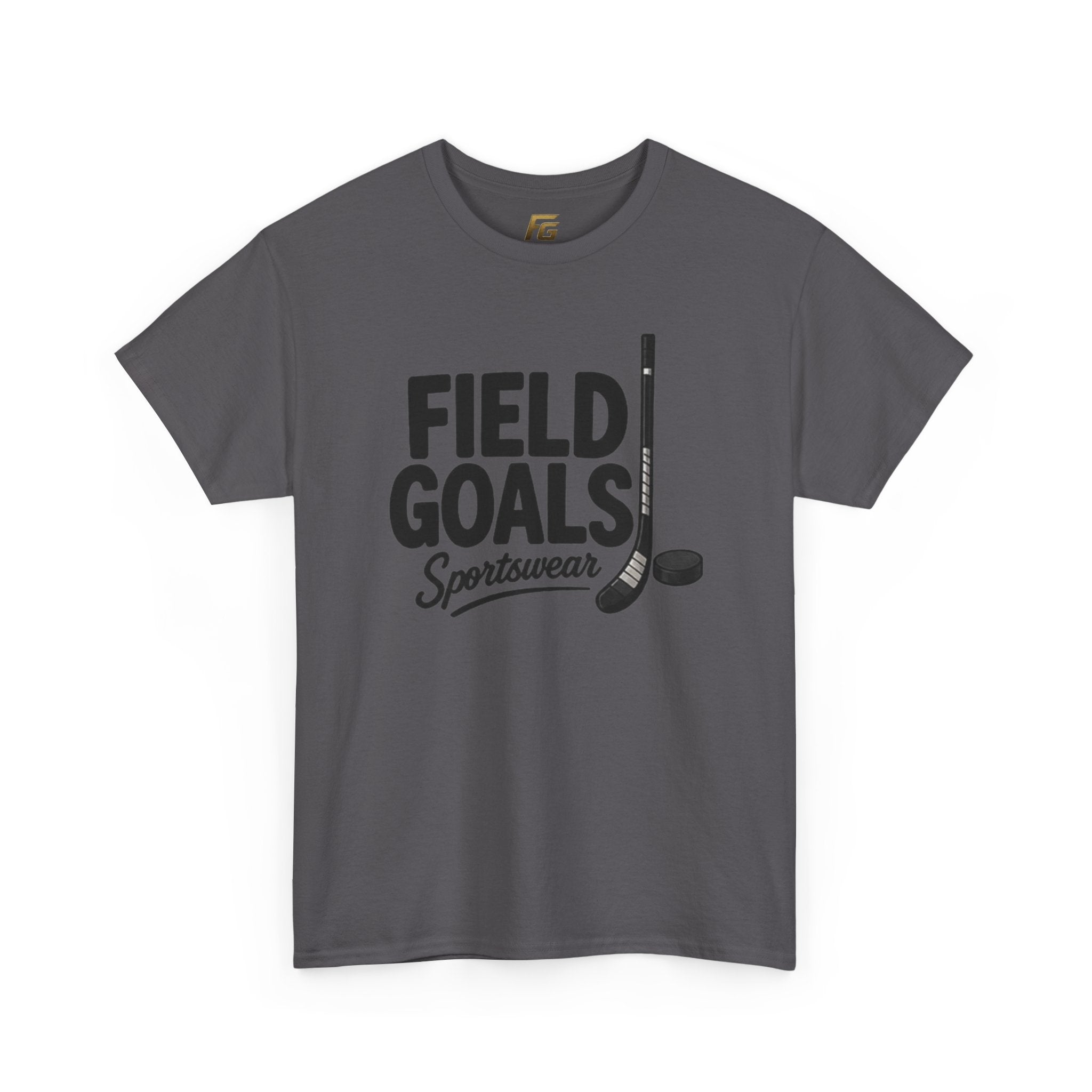 Field Goals Sportswear T-Shirt — Hockey Stick & Puck Graphic Tee