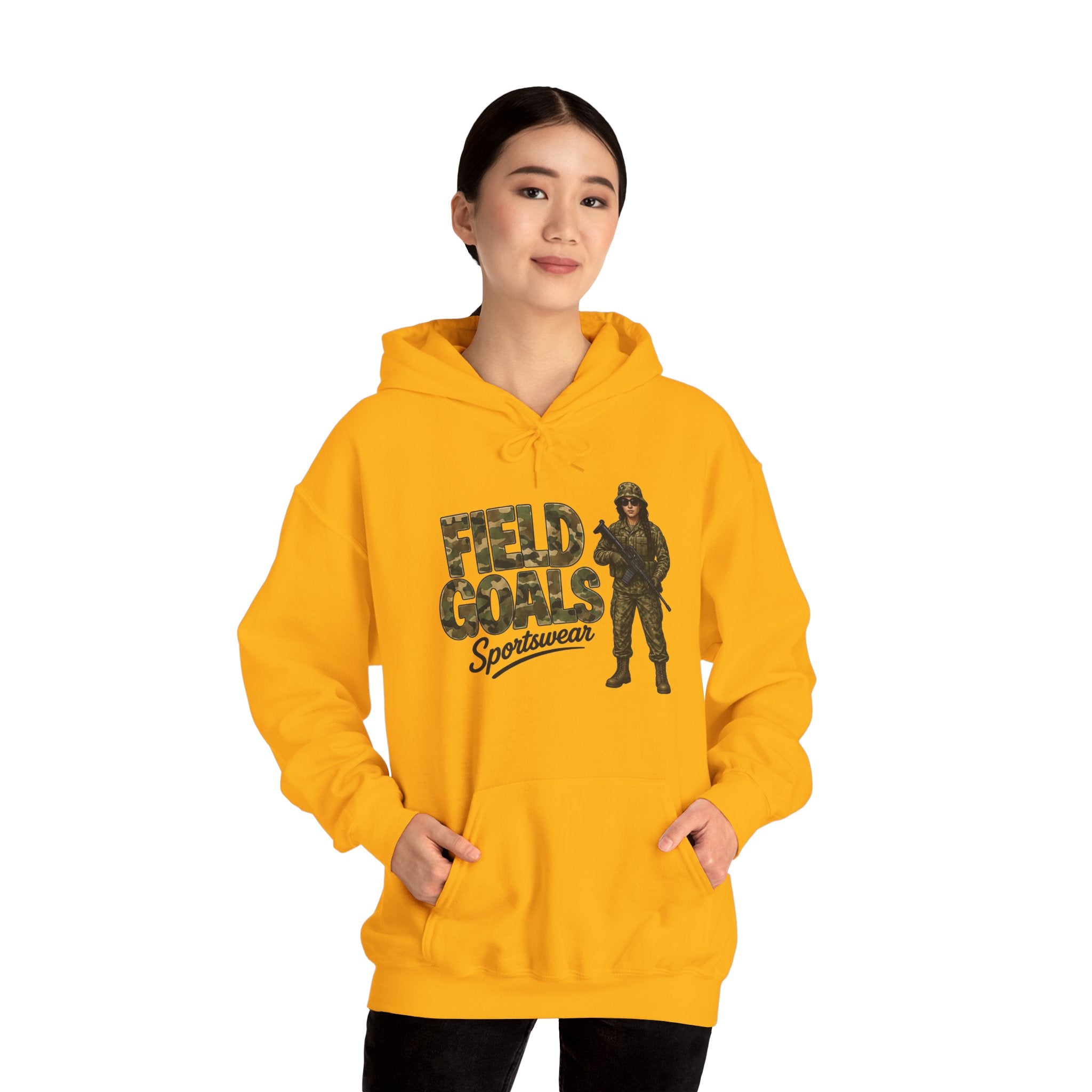 Field Goals Sportswear Hoodie — Military Camo Graphic Hooded Sweatshirt