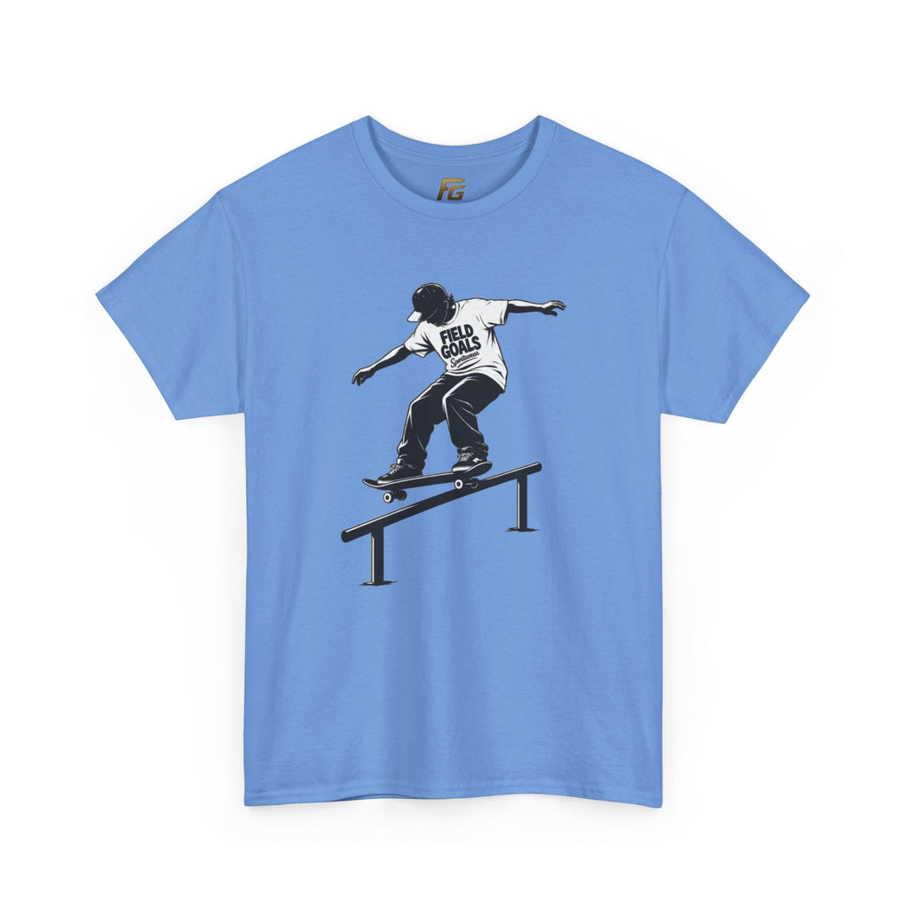 Field Goals Sportswear Skateboard Rail Grind Tee — Black Skate Silhouette Shirt