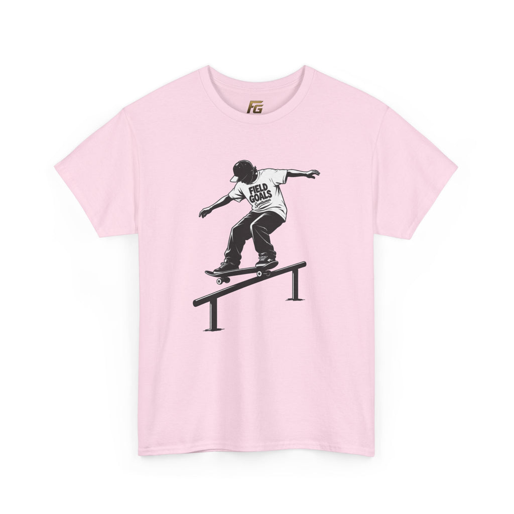 Field Goals Sportswear Skateboard Rail Grind Tee — Black Skate Silhouette Shirt