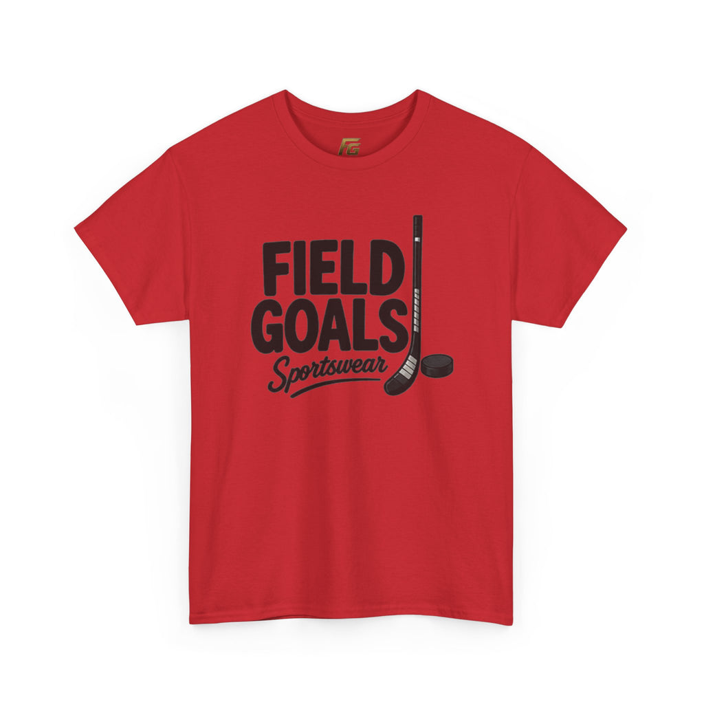 Field Goals Sportswear T-Shirt — Hockey Stick & Puck Graphic Tee