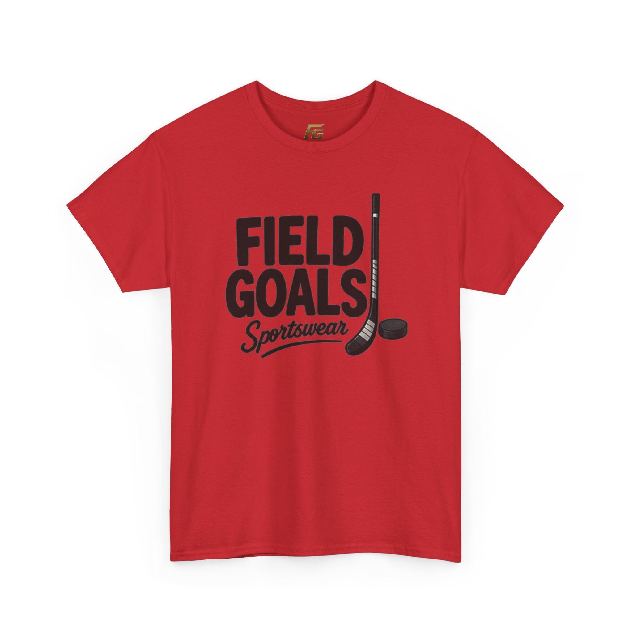 Field Goals Sportswear T-Shirt — Hockey Stick & Puck Graphic Tee
