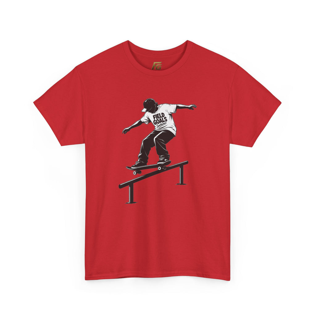 Field Goals Sportswear Skateboard Rail Grind Tee — Black Skate Silhouette Shirt