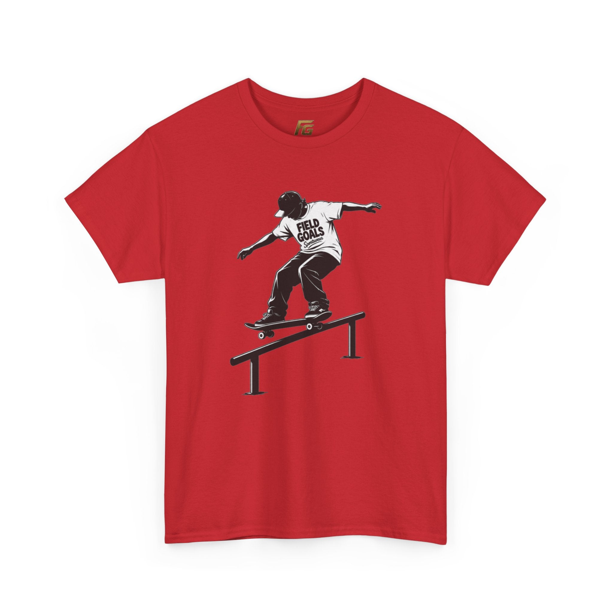 Field Goals Sportswear Skateboard Rail Grind Tee — Black Skate Silhouette Shirt
