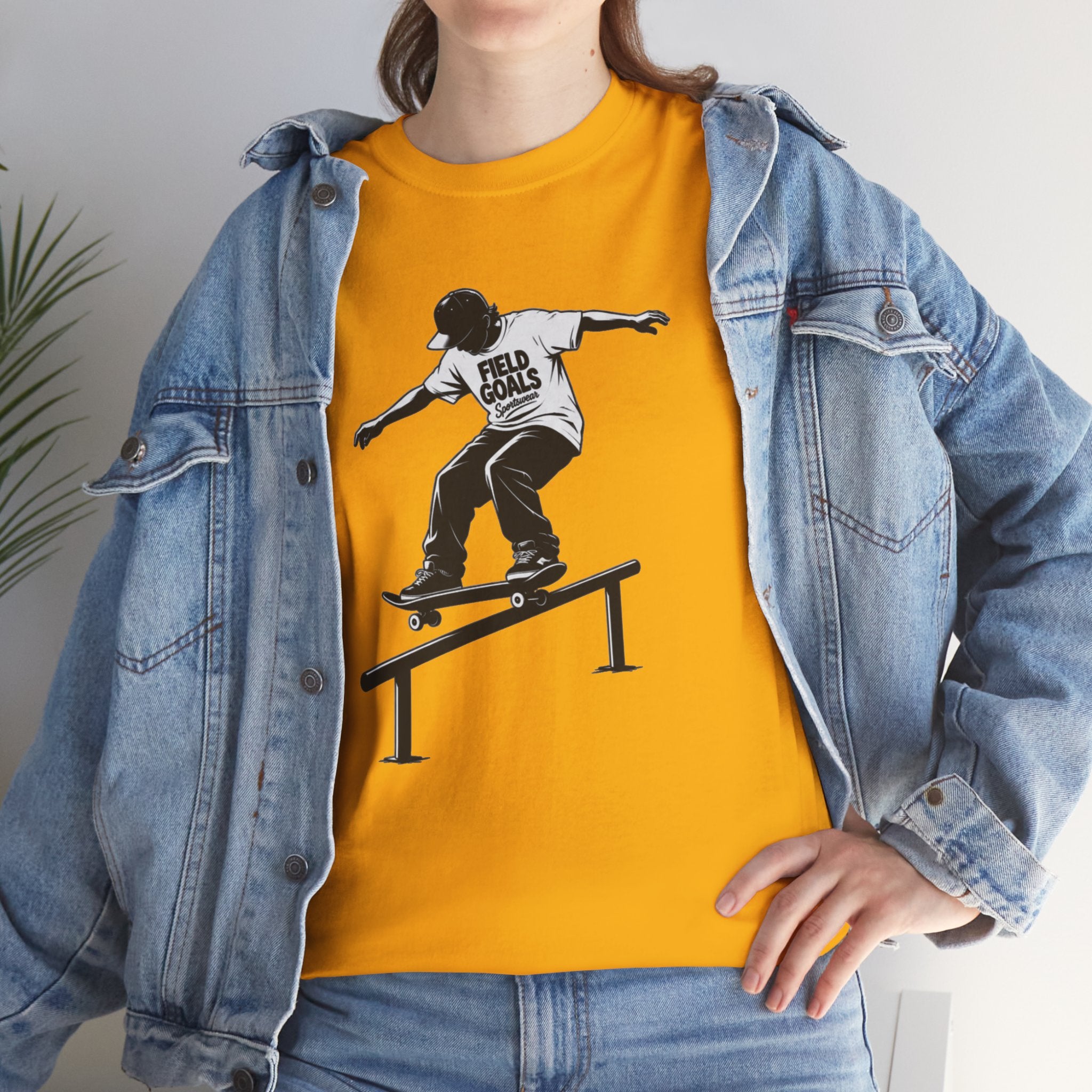 Field Goals Sportswear Skateboard Rail Grind Tee — Black Skate Silhouette Shirt
