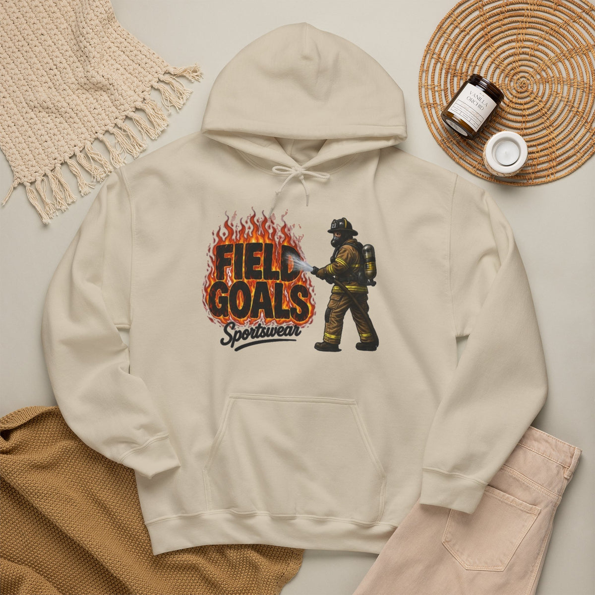 Field Goals Firefighter Hoodie — 'Field Goals Sportswear' Graphic Pullover