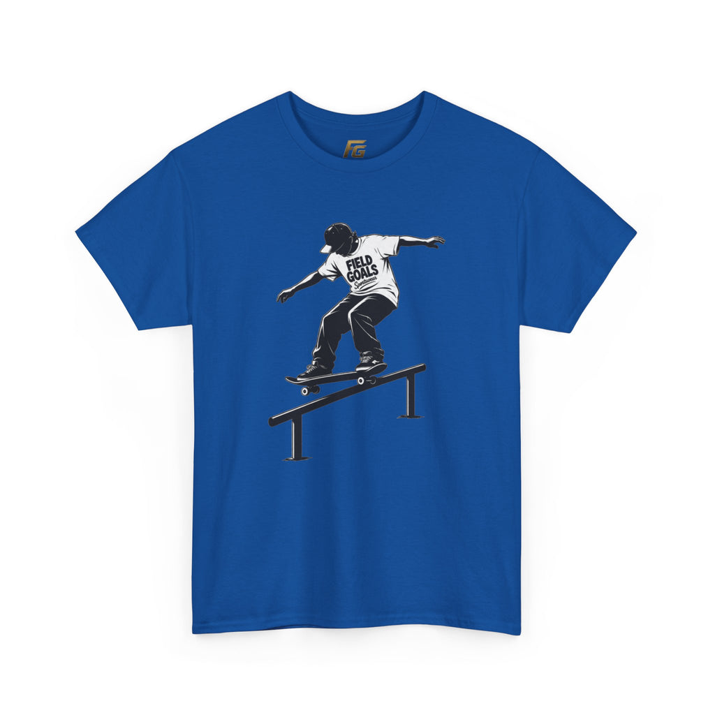 Field Goals Sportswear Skateboard Rail Grind Tee — Black Skate Silhouette Shirt