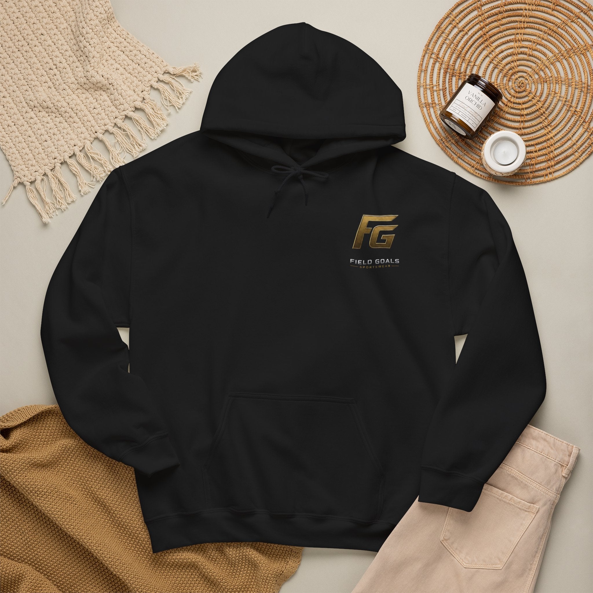 Field Goals Hoodie — Gold Logo Sportswear Pullover