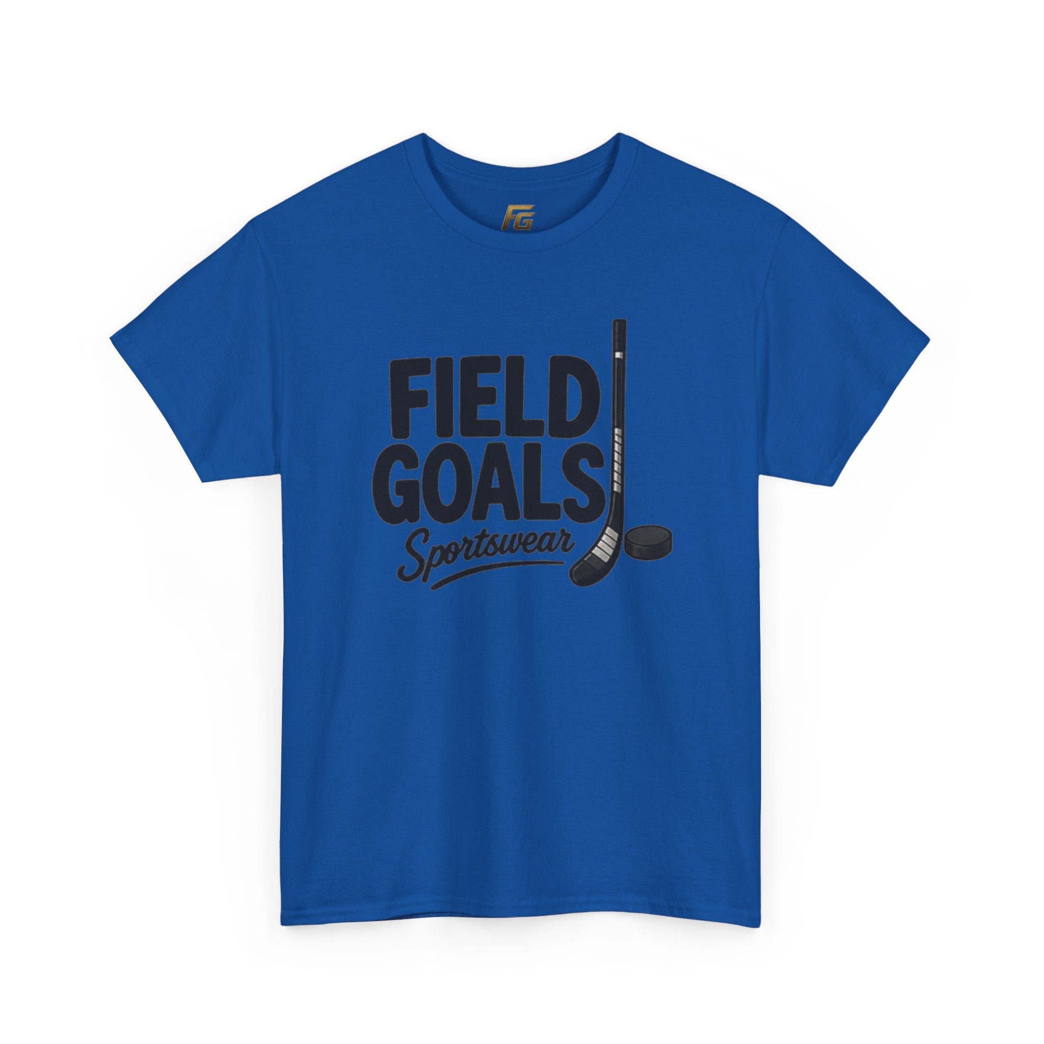Field Goals Sportswear T-Shirt — Hockey Stick & Puck Graphic Tee