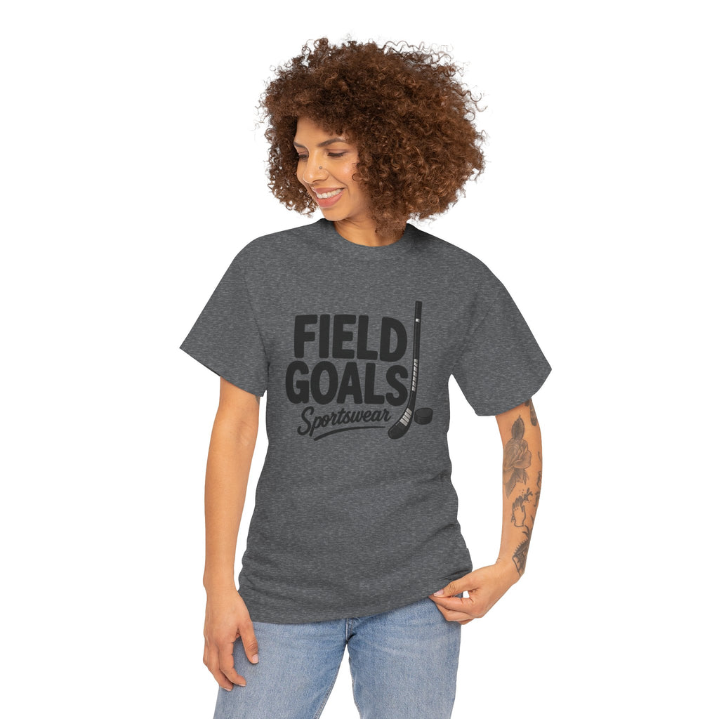 Field Goals Sportswear T-Shirt — Hockey Stick & Puck Graphic Tee