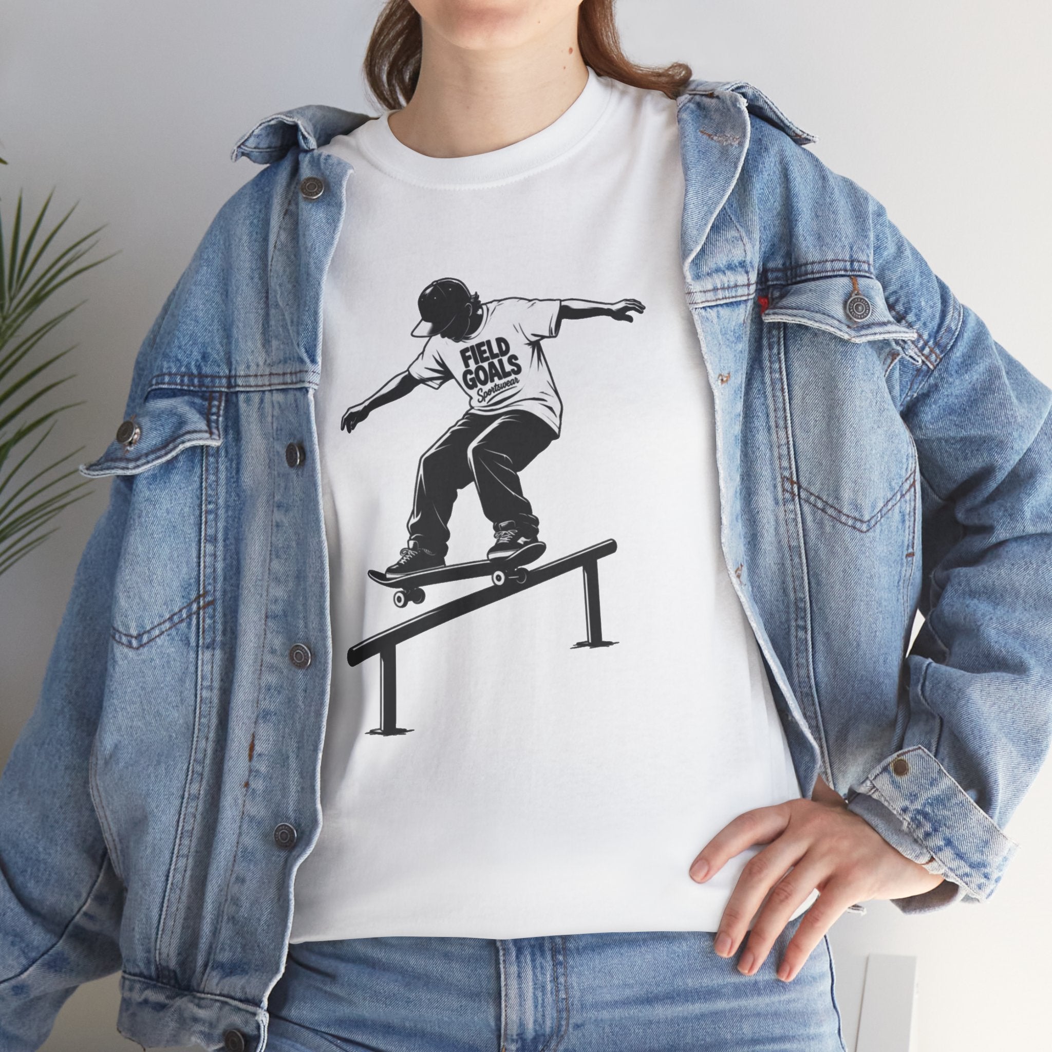 Field Goals Sportswear Skateboard Rail Grind Tee — Black Skate Silhouette Shirt