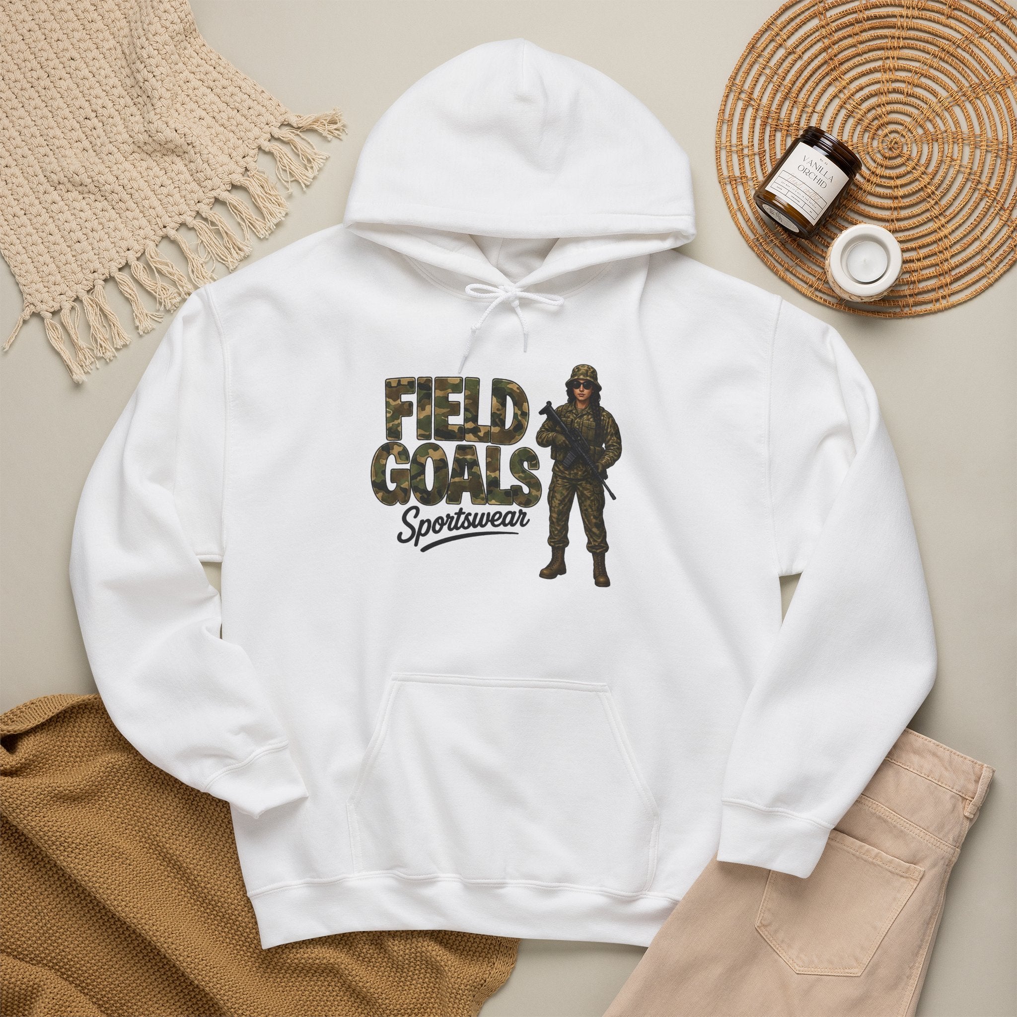 Field Goals Sportswear Hoodie — Military Camo Graphic Hooded Sweatshirt