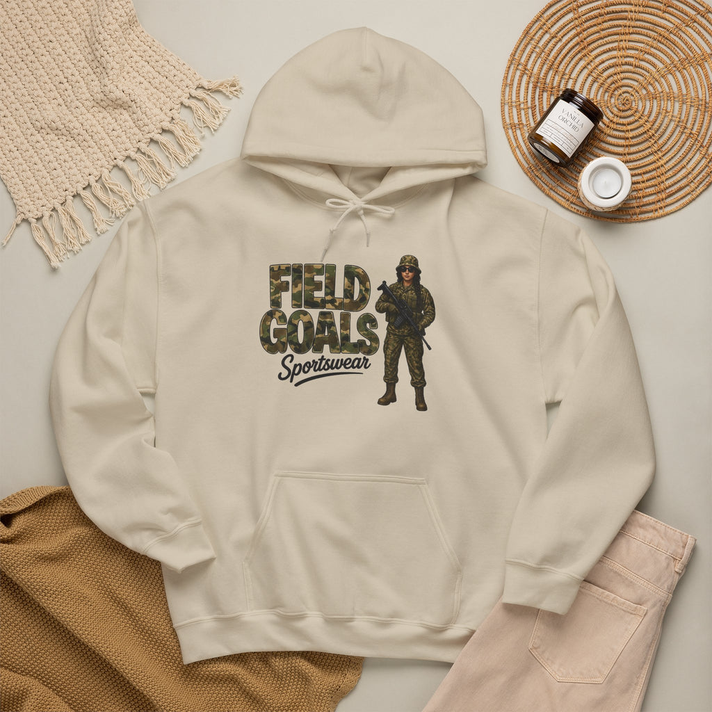 Field Goals Sportswear Hoodie — Military Camo Graphic Hooded Sweatshirt