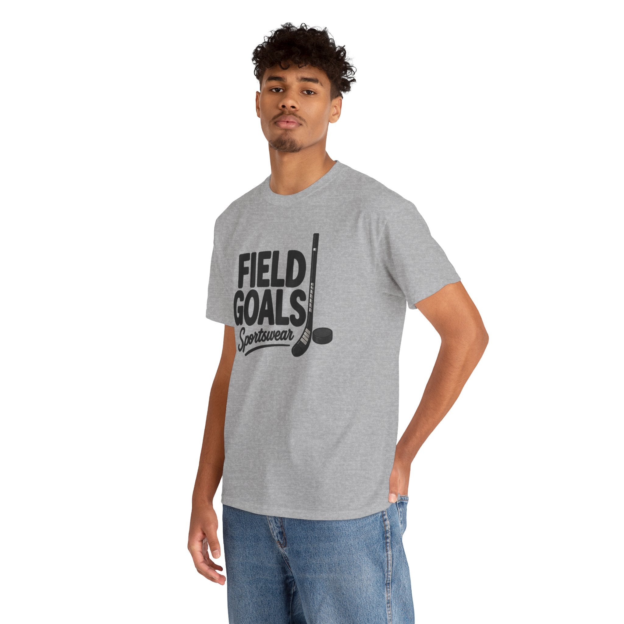 Field Goals Sportswear T-Shirt — Hockey Stick & Puck Graphic Tee