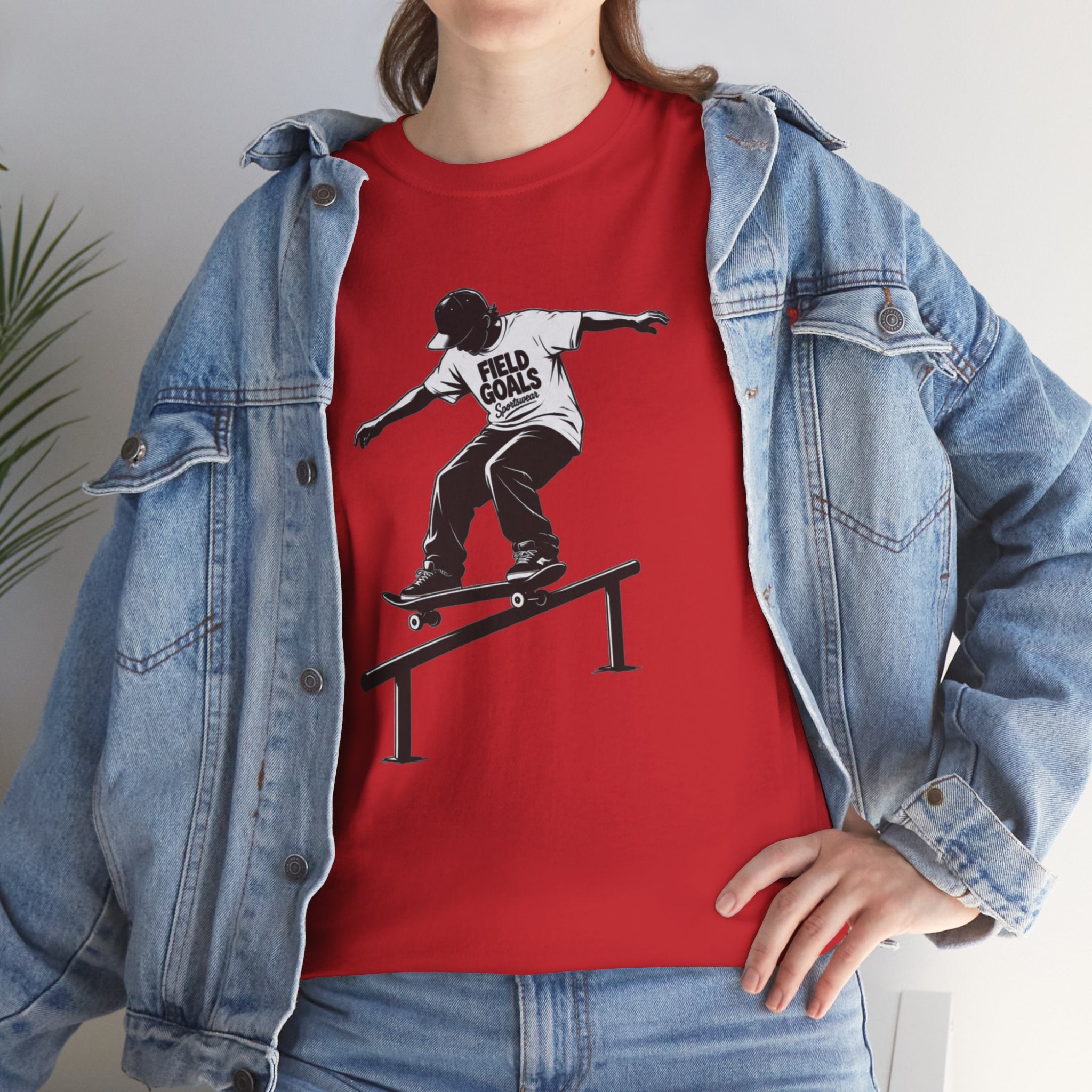 Field Goals Sportswear Skateboard Rail Grind Tee — Black Skate Silhouette Shirt