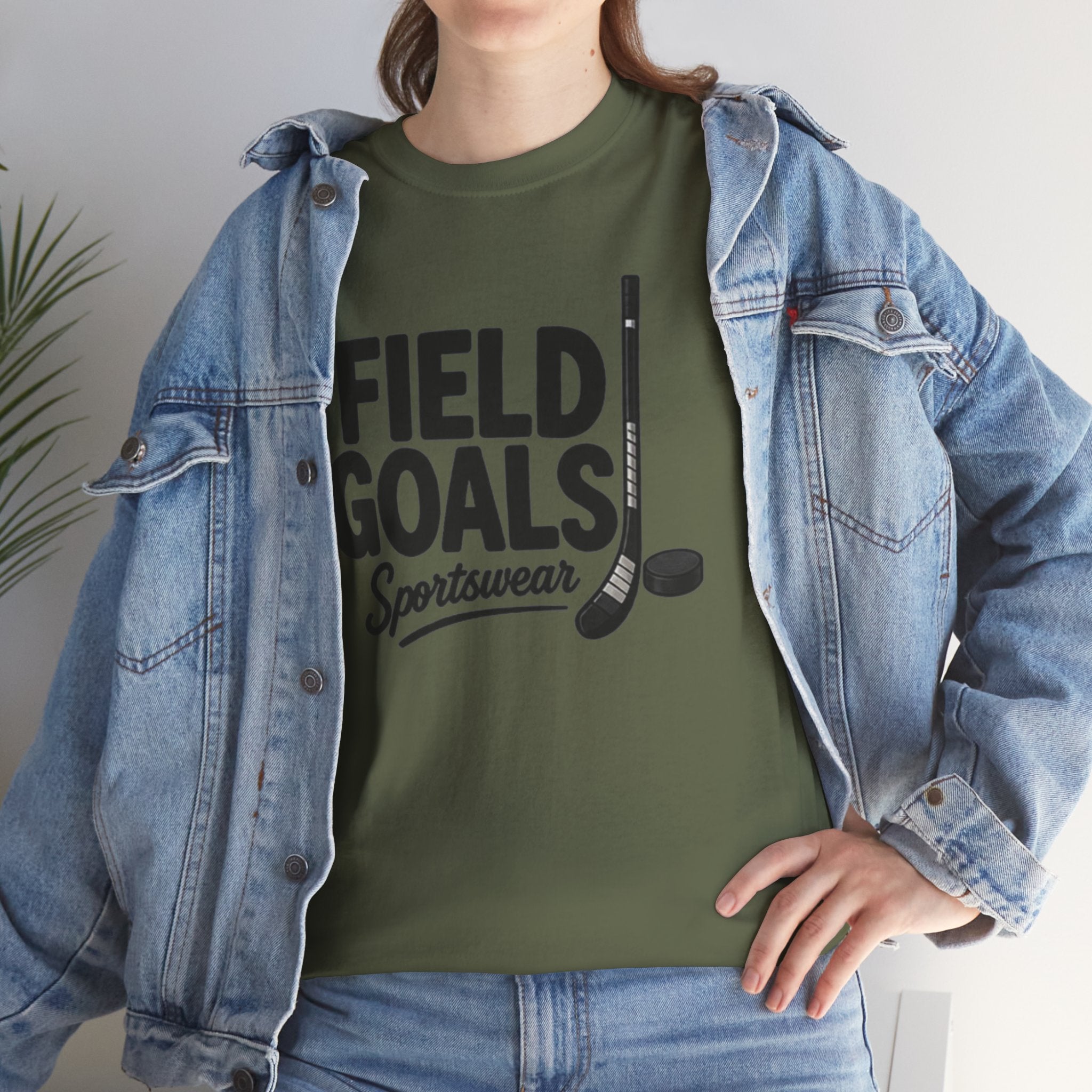 Field Goals Sportswear T-Shirt — Hockey Stick & Puck Graphic Tee
