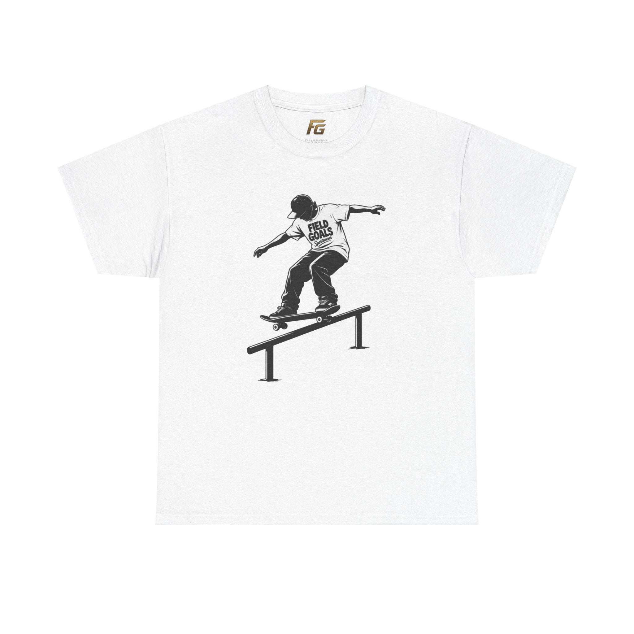 Field Goals Sportswear Skateboard Rail Grind Tee — Black Skate Silhouette Shirt