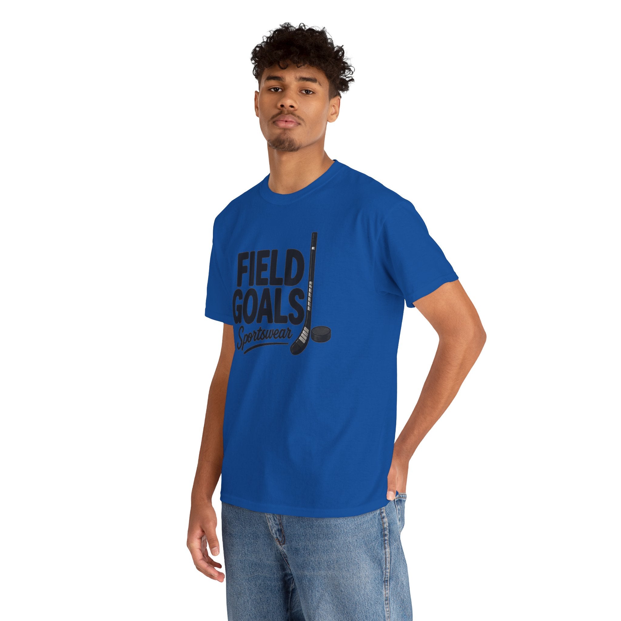Field Goals Sportswear T-Shirt — Hockey Stick & Puck Graphic Tee
