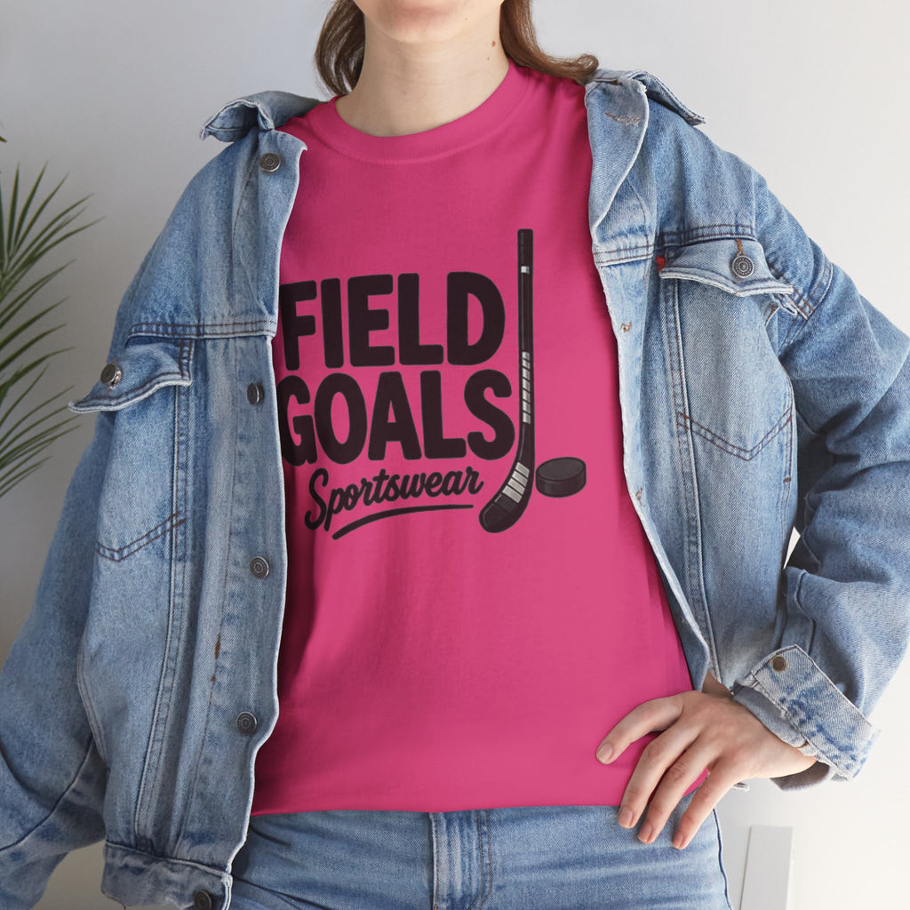 Field Goals Sportswear T-Shirt — Hockey Stick & Puck Graphic Tee