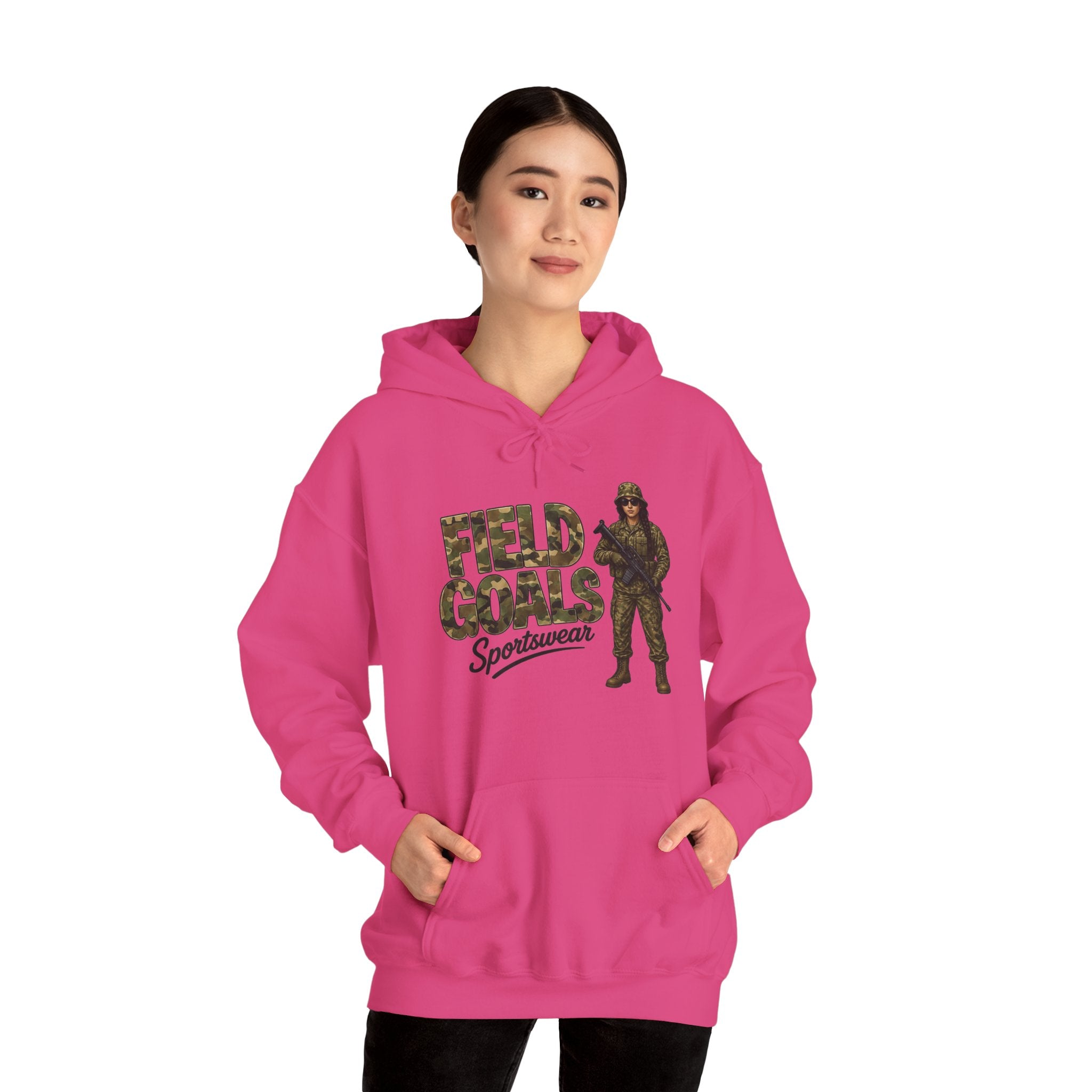 Field Goals Sportswear Hoodie — Military Camo Graphic Hooded Sweatshirt