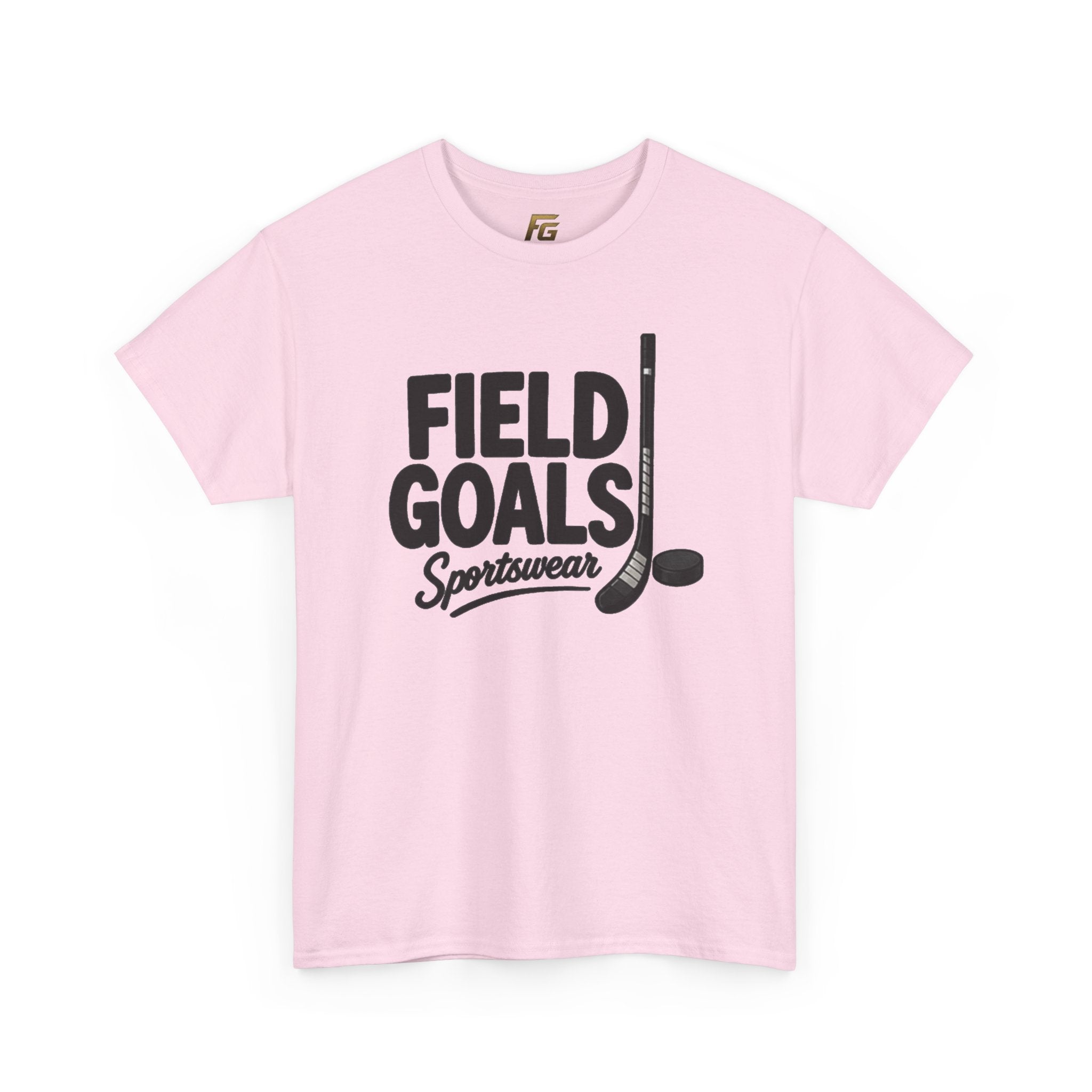 Field Goals Sportswear T-Shirt — Hockey Stick & Puck Graphic Tee