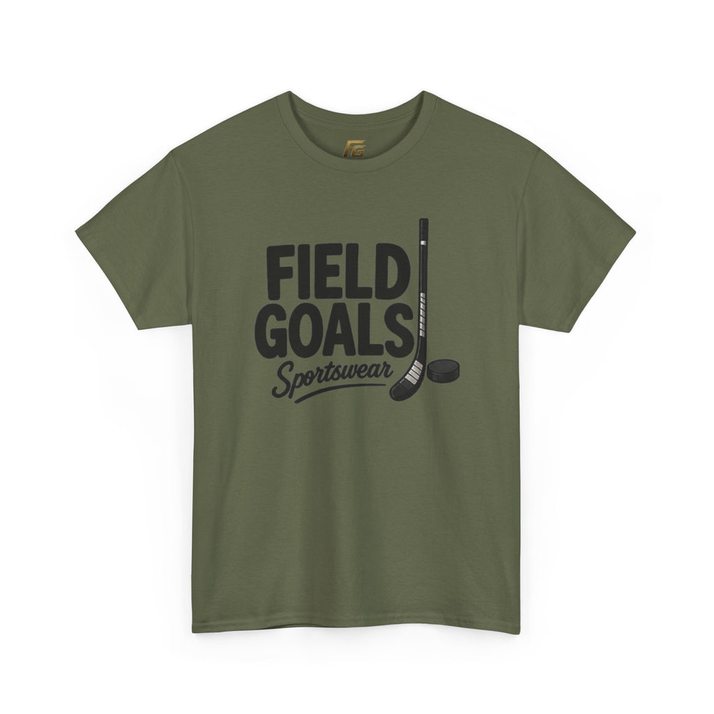 Field Goals Sportswear T-Shirt — Hockey Stick & Puck Graphic Tee