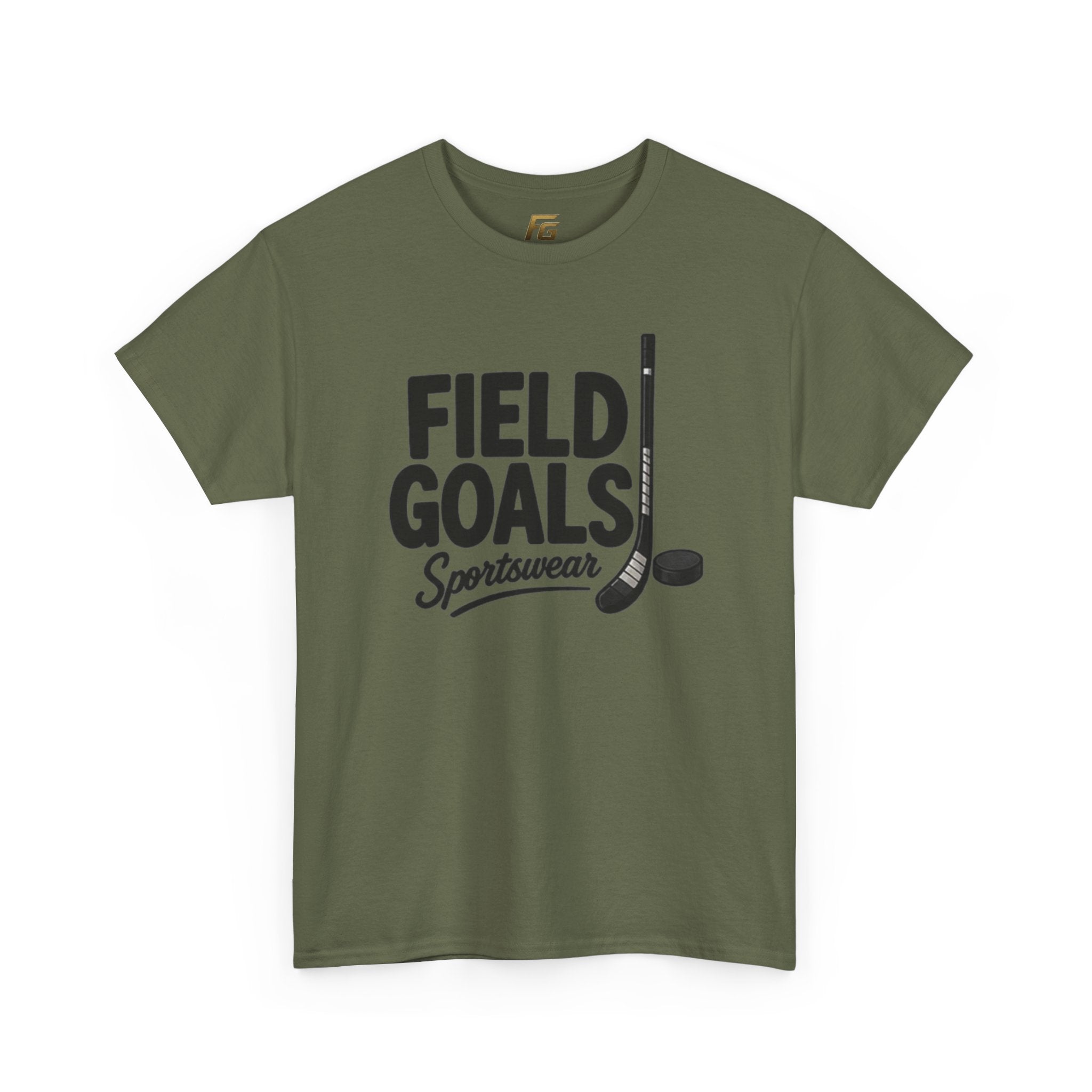 Field Goals Sportswear T-Shirt — Hockey Stick & Puck Graphic Tee