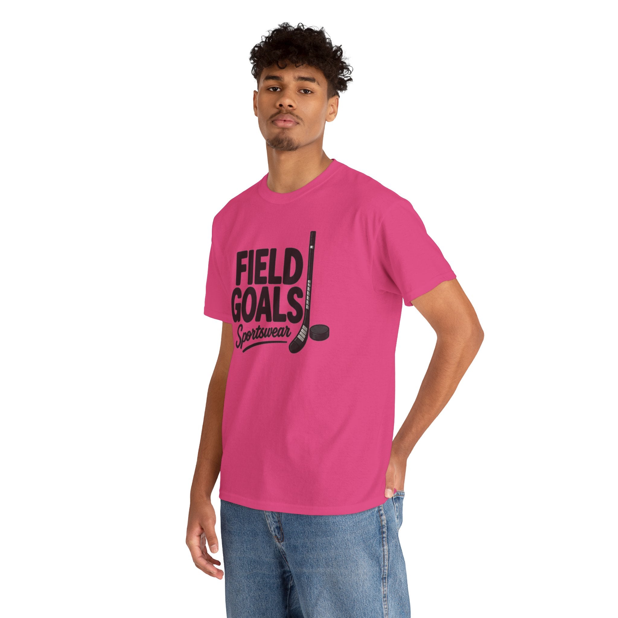 Field Goals Sportswear T-Shirt — Hockey Stick & Puck Graphic Tee