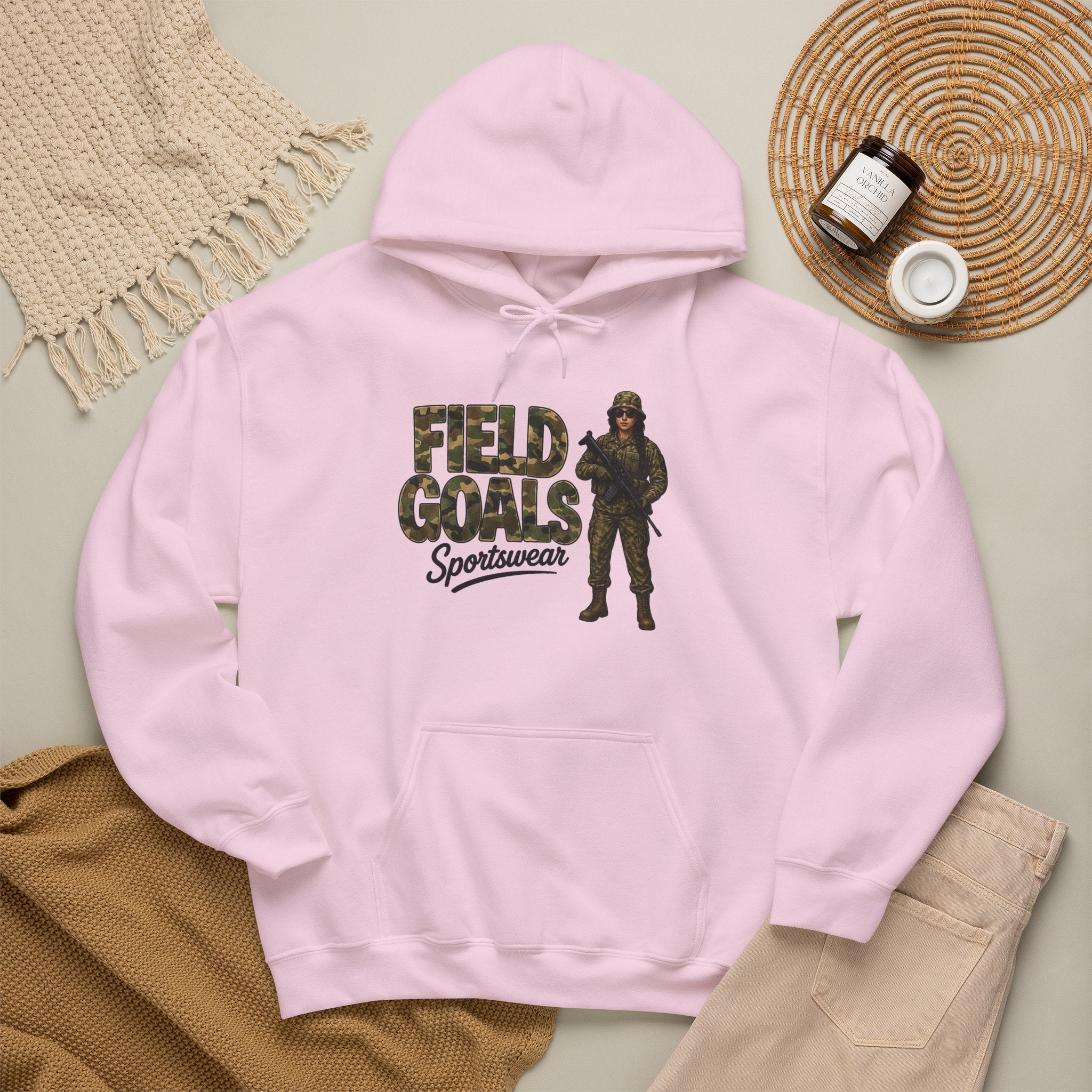 Field Goals Sportswear Hoodie — Military Camo Graphic Hooded Sweatshirt