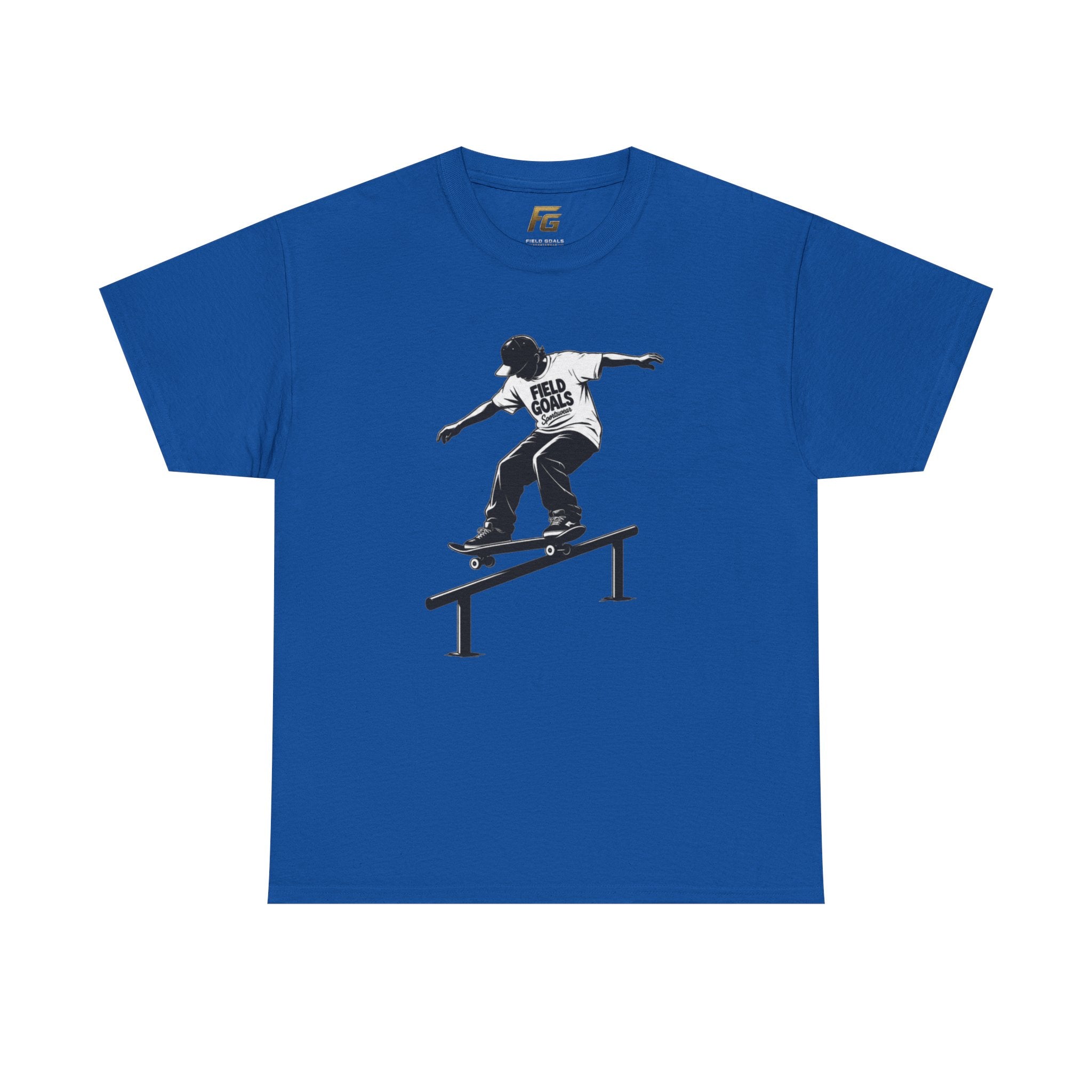 Field Goals Sportswear Skateboard Rail Grind Tee — Black Skate Silhouette Shirt