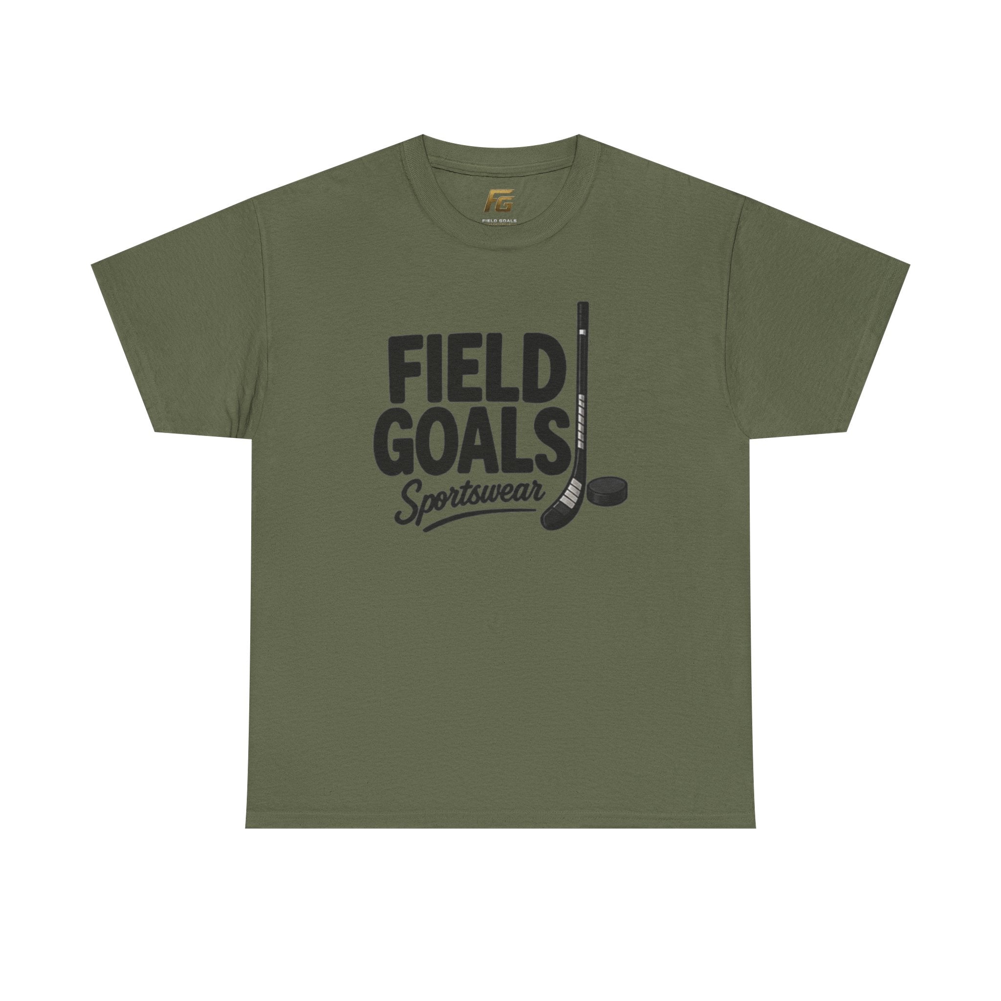 Field Goals Sportswear T-Shirt — Hockey Stick & Puck Graphic Tee
