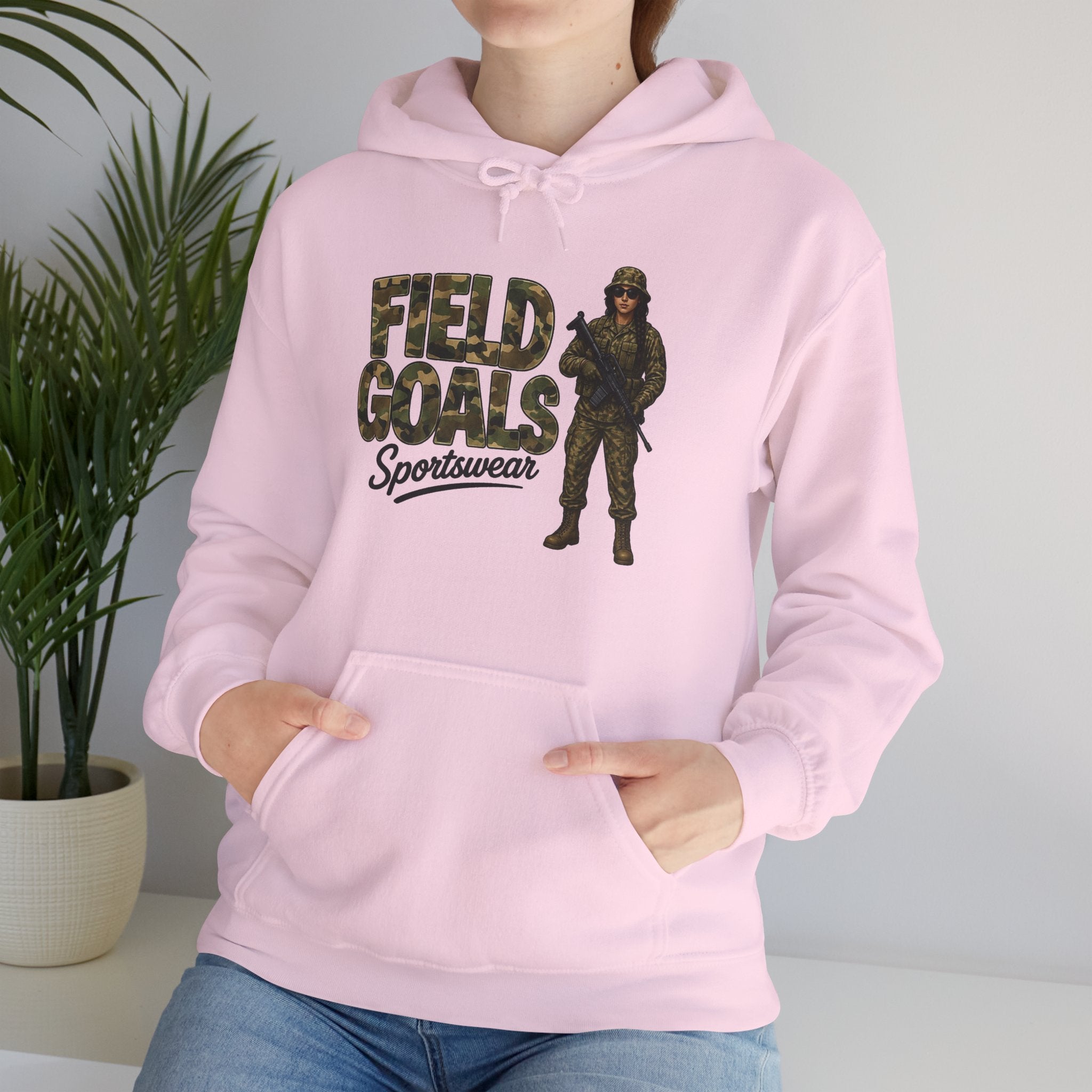 Field Goals Sportswear Hoodie — Military Camo Graphic Hooded Sweatshirt