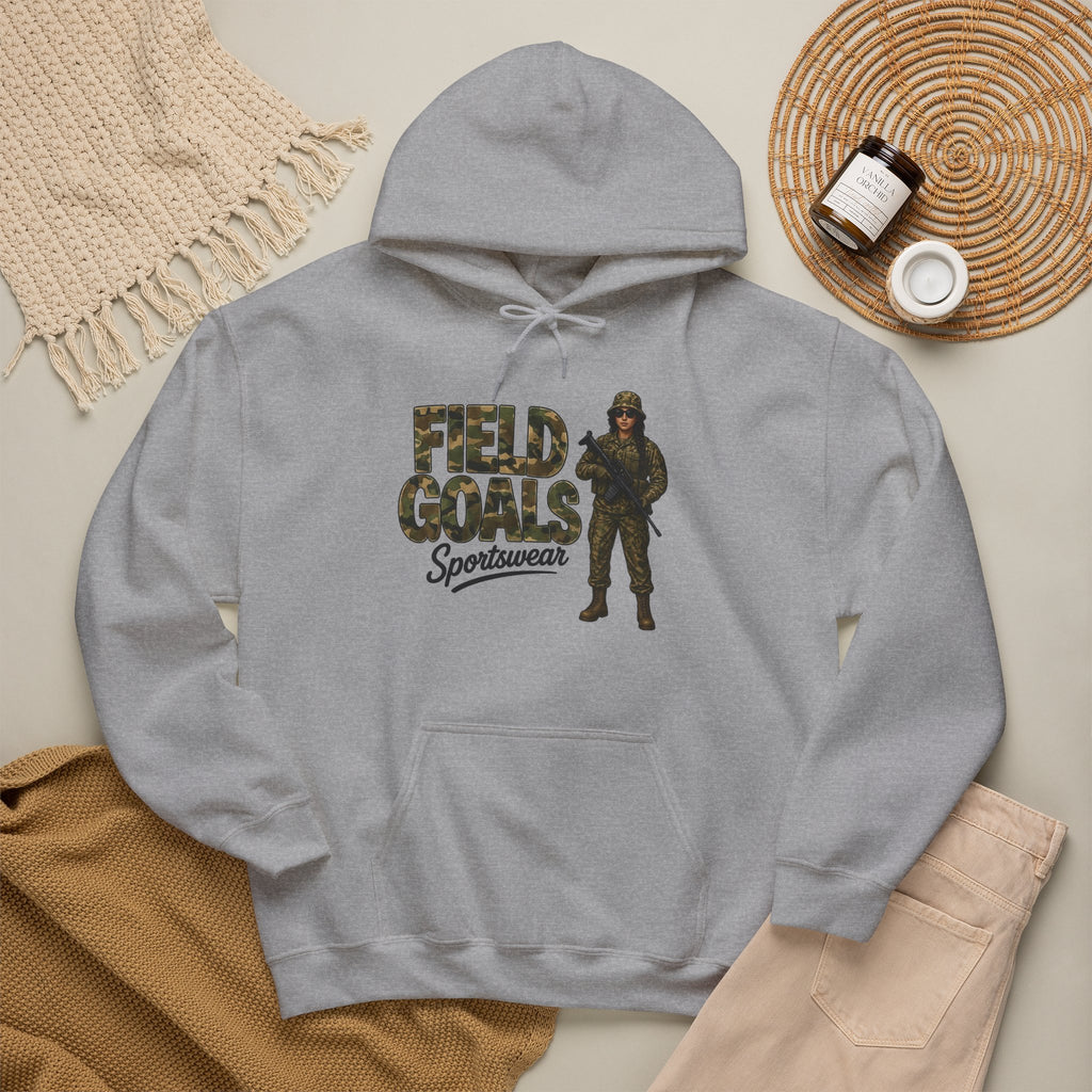 Field Goals Sportswear Hoodie — Military Camo Graphic Hooded Sweatshirt