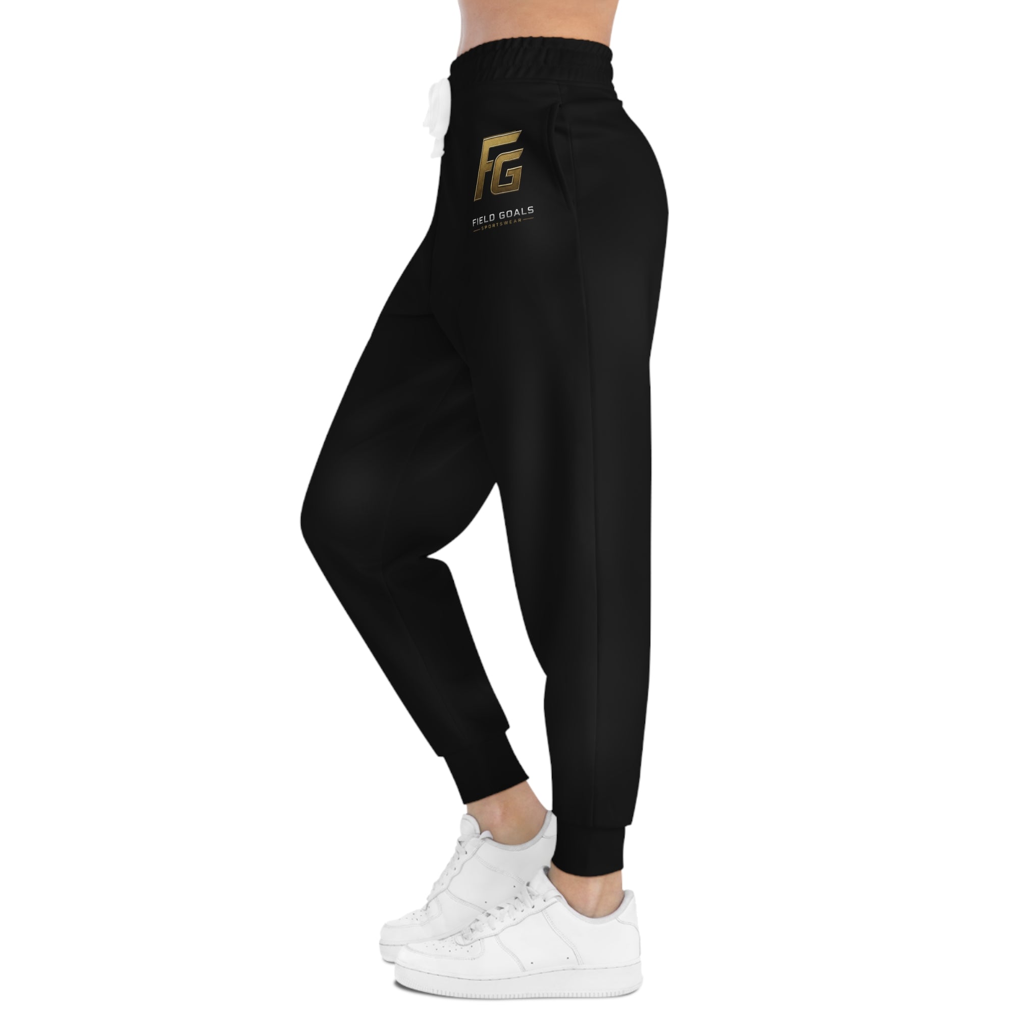 FG Gold Logo Athletic Joggers — Black Performance Sweatpants