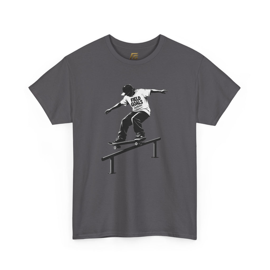 Field Goals Sportswear Skateboard Rail Grind Tee — Black Skate Silhouette Shirt