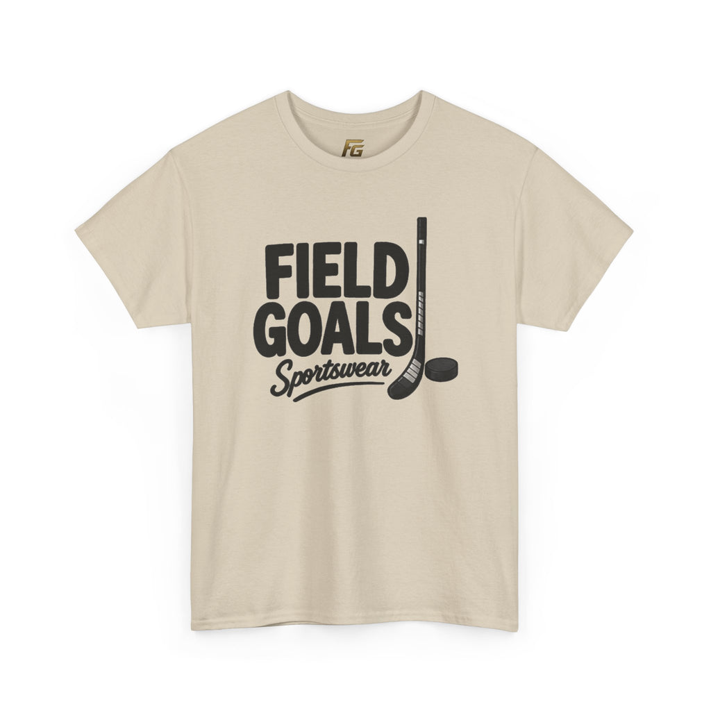 Field Goals Sportswear T-Shirt — Hockey Stick & Puck Graphic Tee