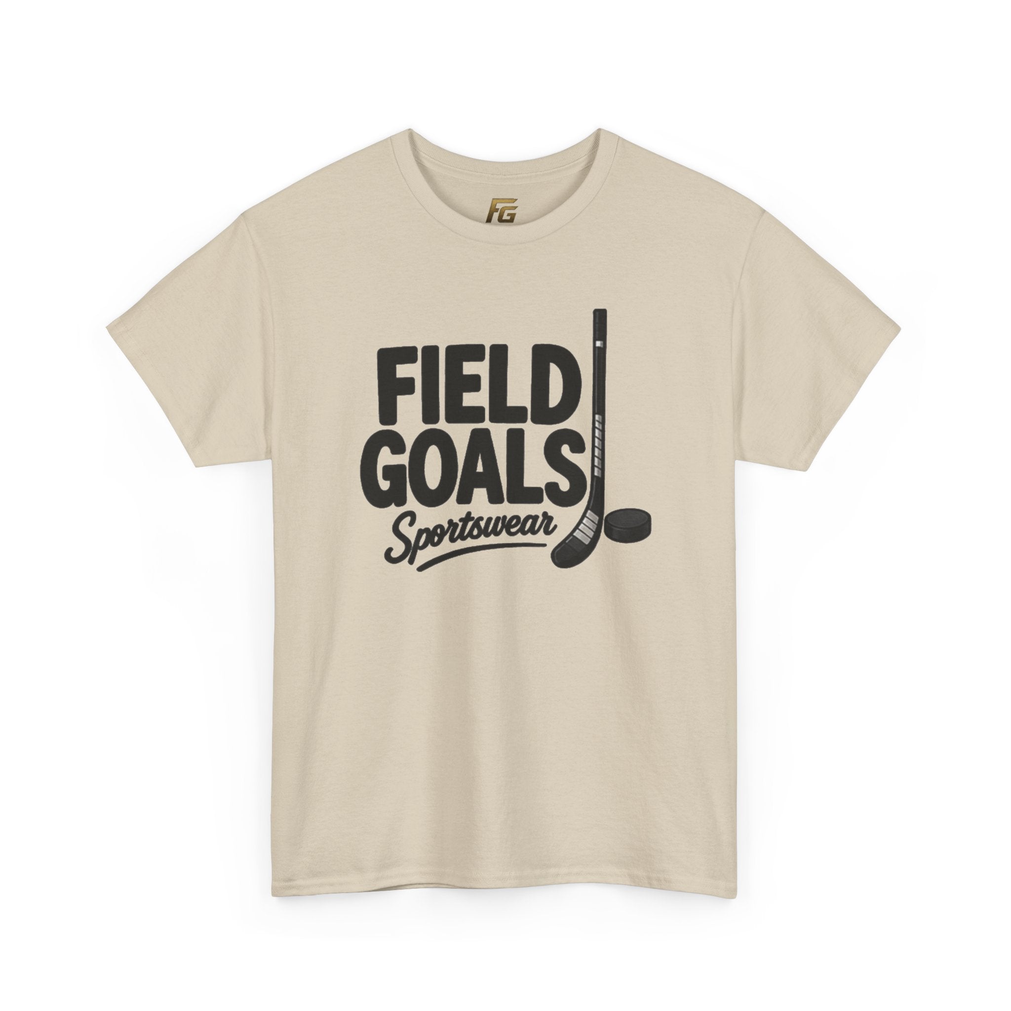 Field Goals Sportswear T-Shirt — Hockey Stick & Puck Graphic Tee