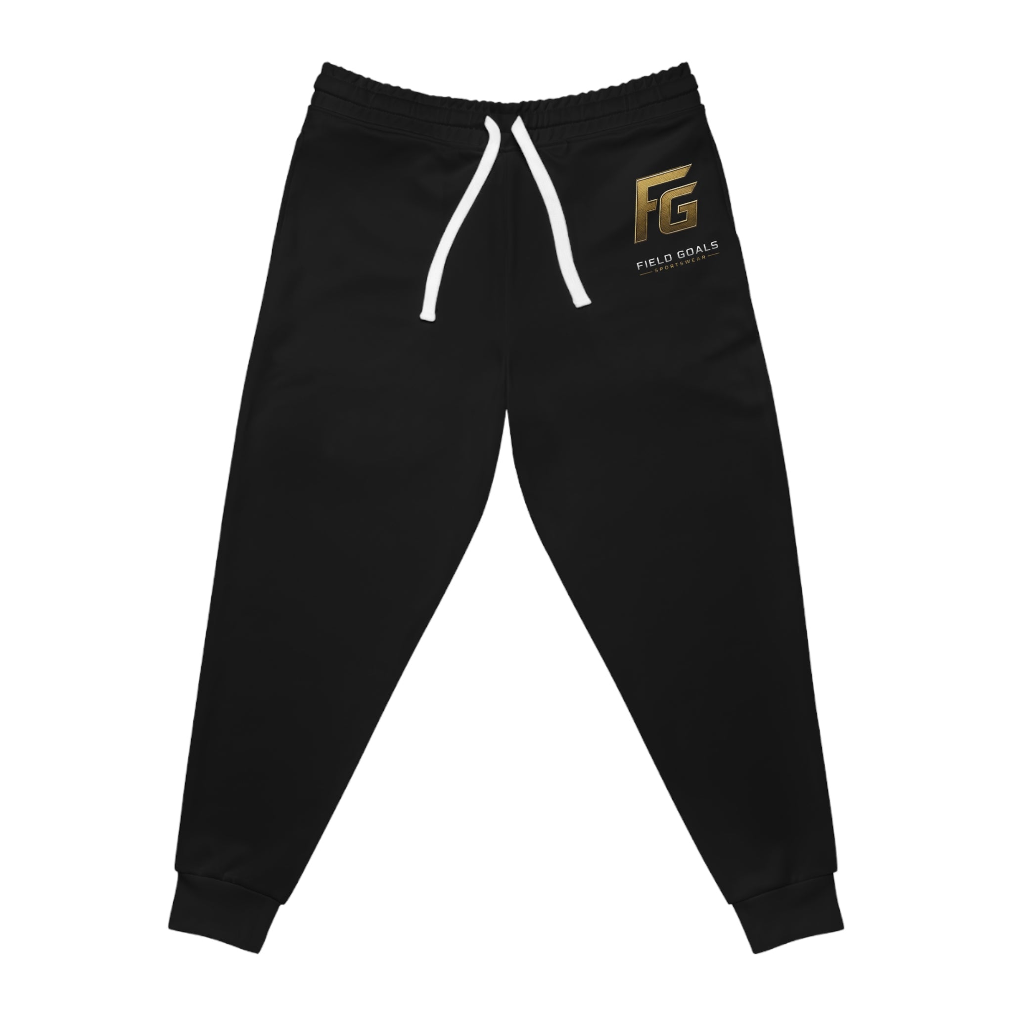 FG Gold Logo Athletic Joggers — Black Performance Sweatpants