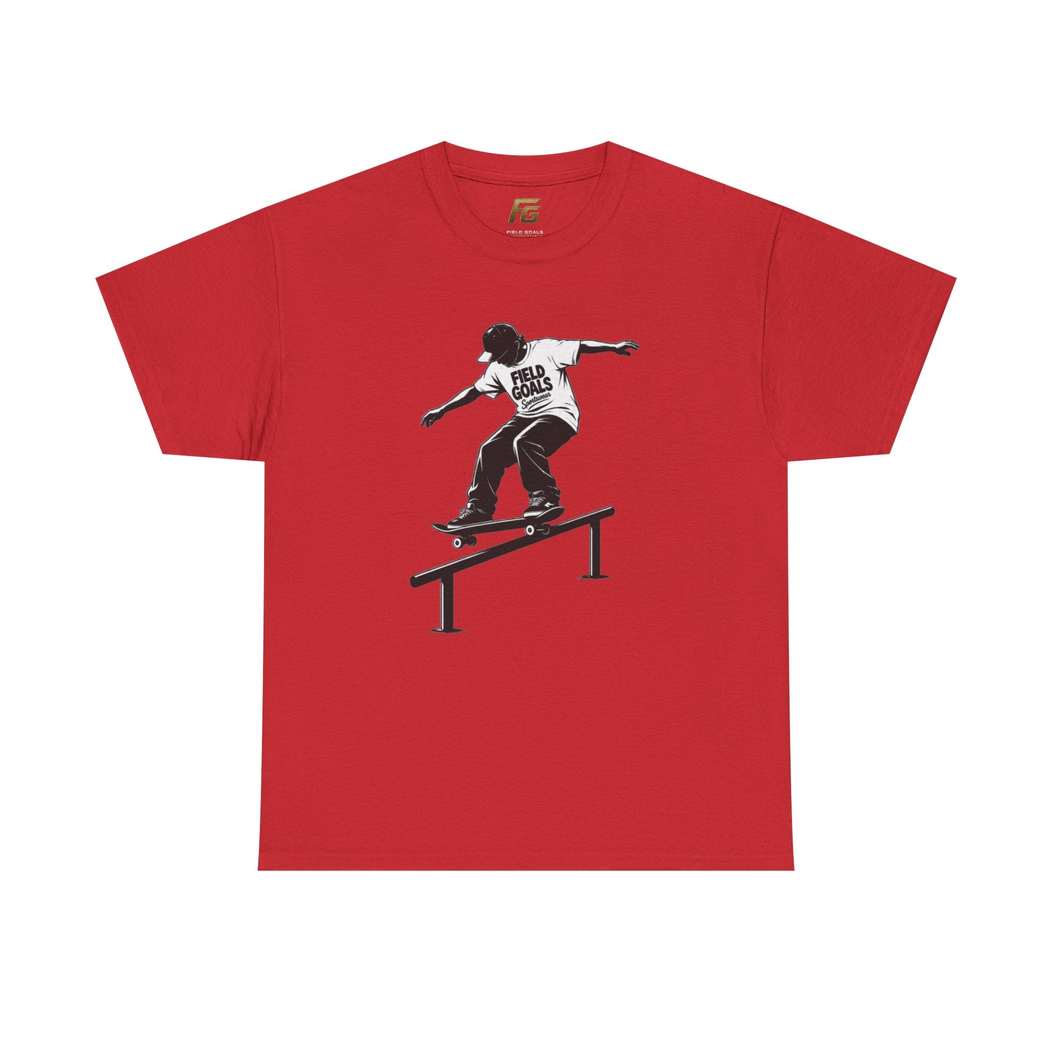 Field Goals Sportswear Skateboard Rail Grind Tee — Black Skate Silhouette Shirt