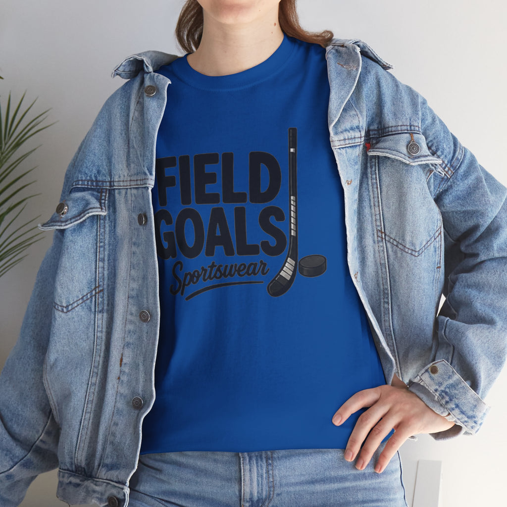 Field Goals Sportswear T-Shirt — Hockey Stick & Puck Graphic Tee
