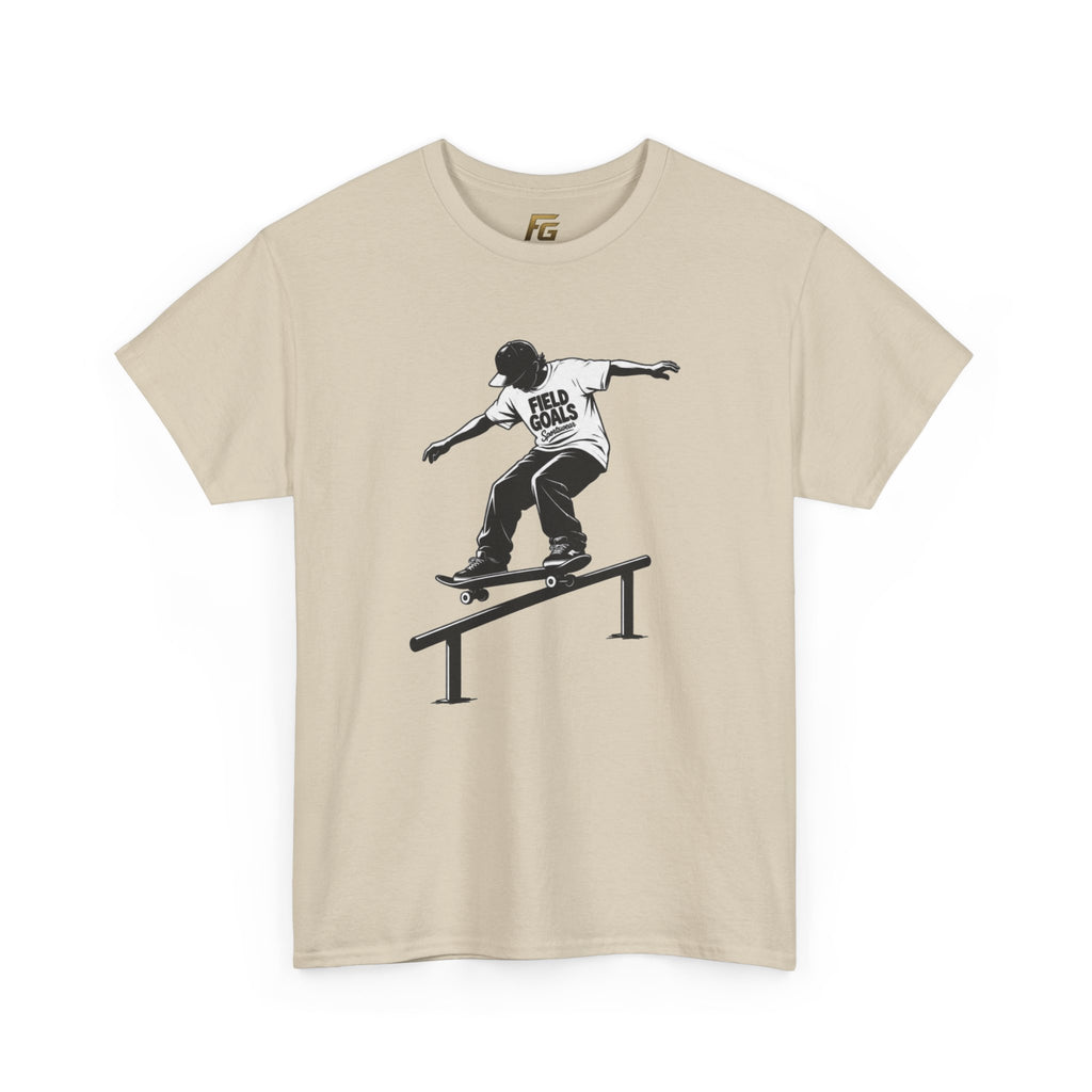 Field Goals Sportswear Skateboard Rail Grind Tee — Black Skate Silhouette Shirt