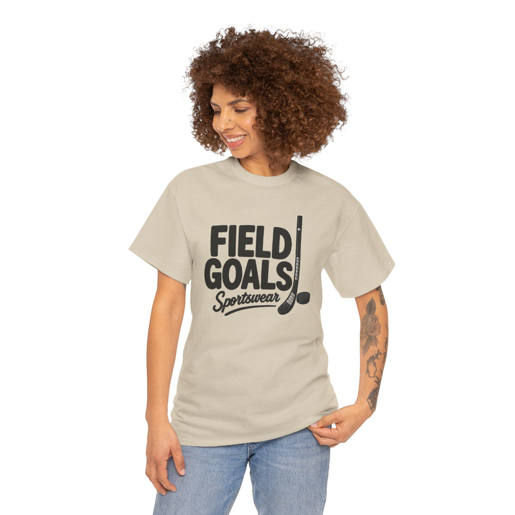 Field Goals Sportswear T-Shirt — Hockey Stick & Puck Graphic Tee