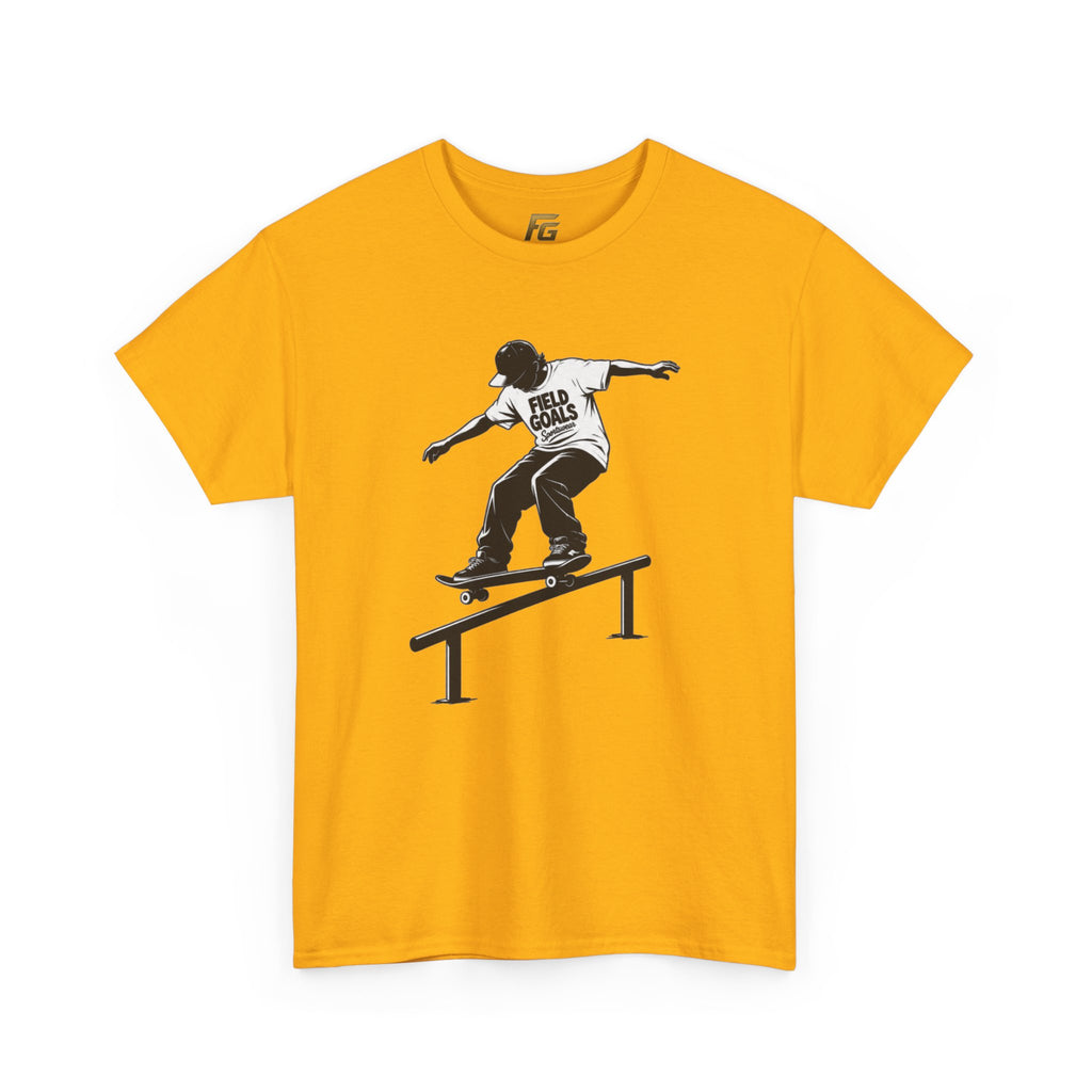 Field Goals Sportswear Skateboard Rail Grind Tee — Black Skate Silhouette Shirt